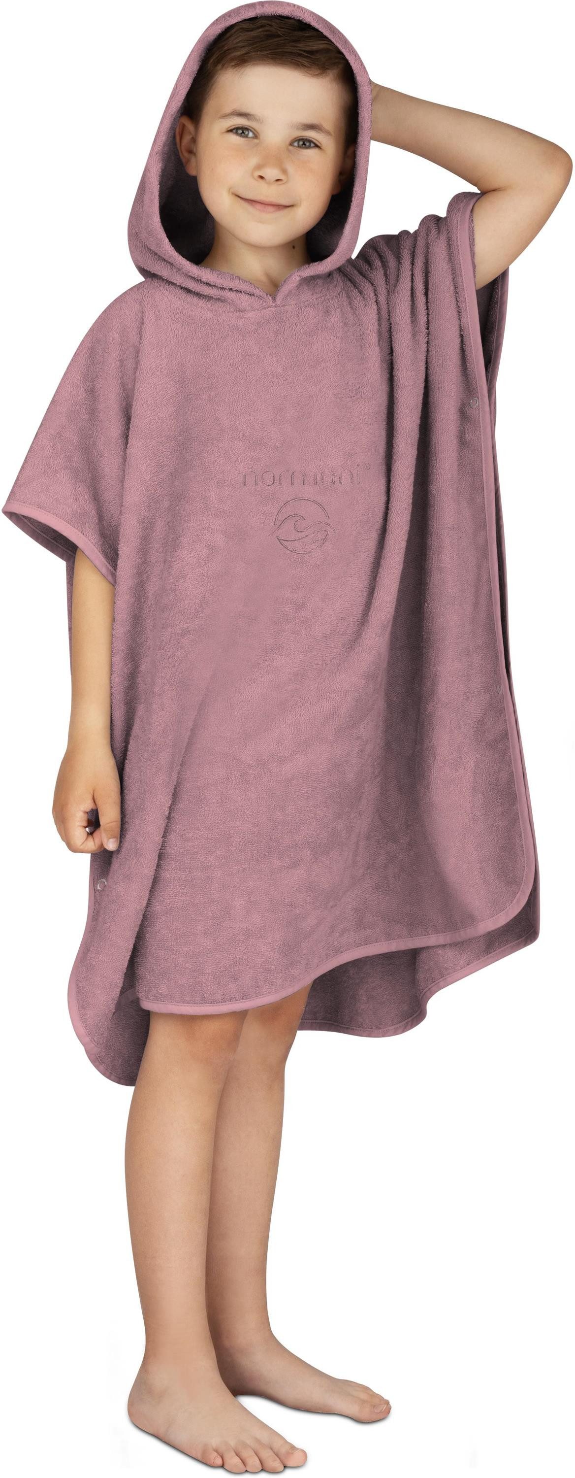 normani Badeponcho Badeponcho aus Bio-Baumwolle für Kinder, Bio-Baumwolle, Kapuze, Schlupf, Kinderbademantel mit Kapuze Strandponcho