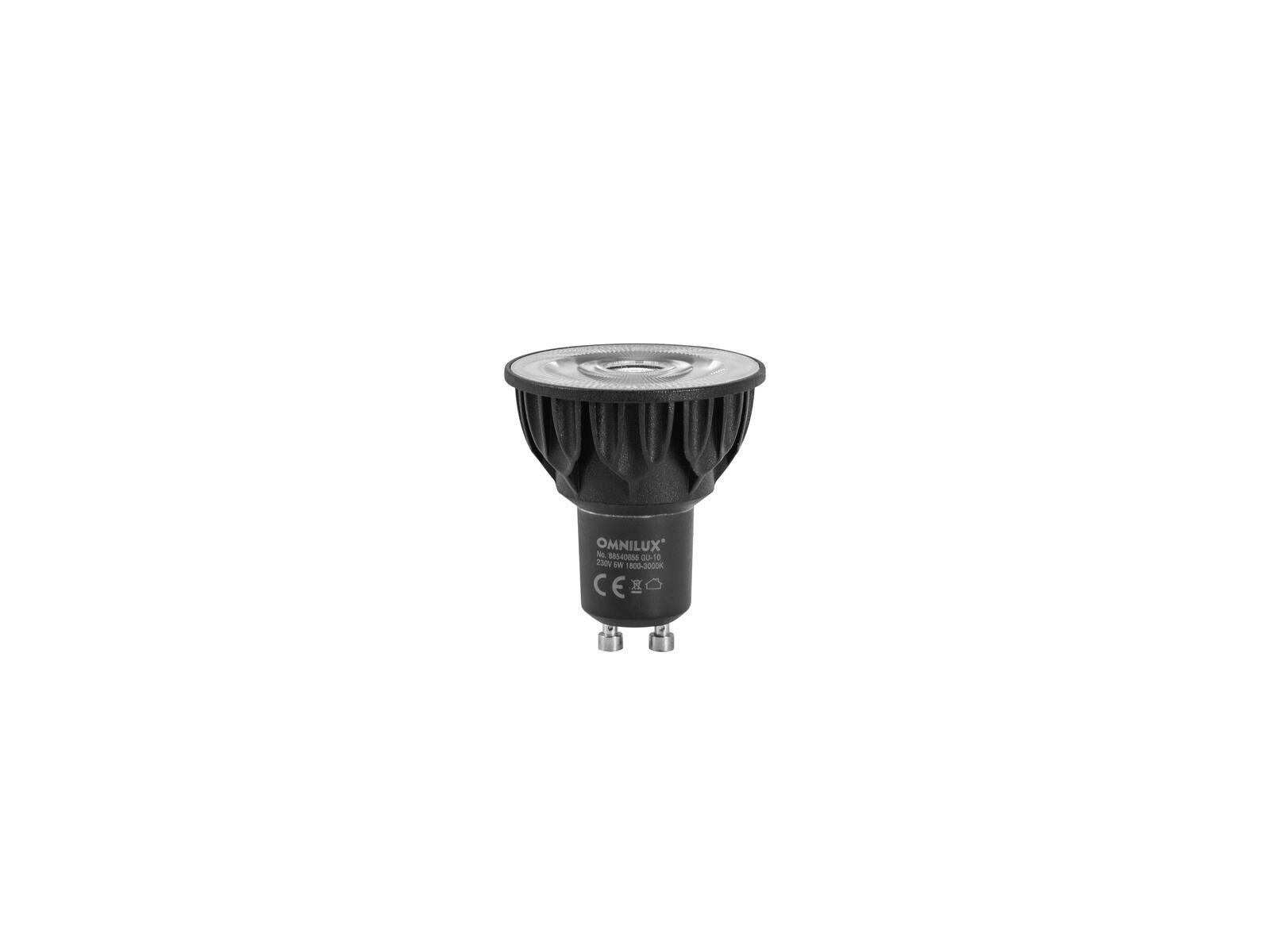 OMNILUX Spezialleuchtmittel OMNILUX GU-10 230V COB 5W LED 1800-3000K dim2warm, GU10, Weiß