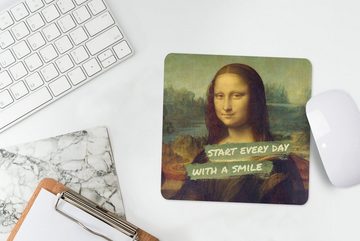 MuchoWow Mauspad Mona Lisa - Zitat - Da Vinci (1-St), Gaming, Mousepad, Büro, 20x20 cm, Mausunterlage