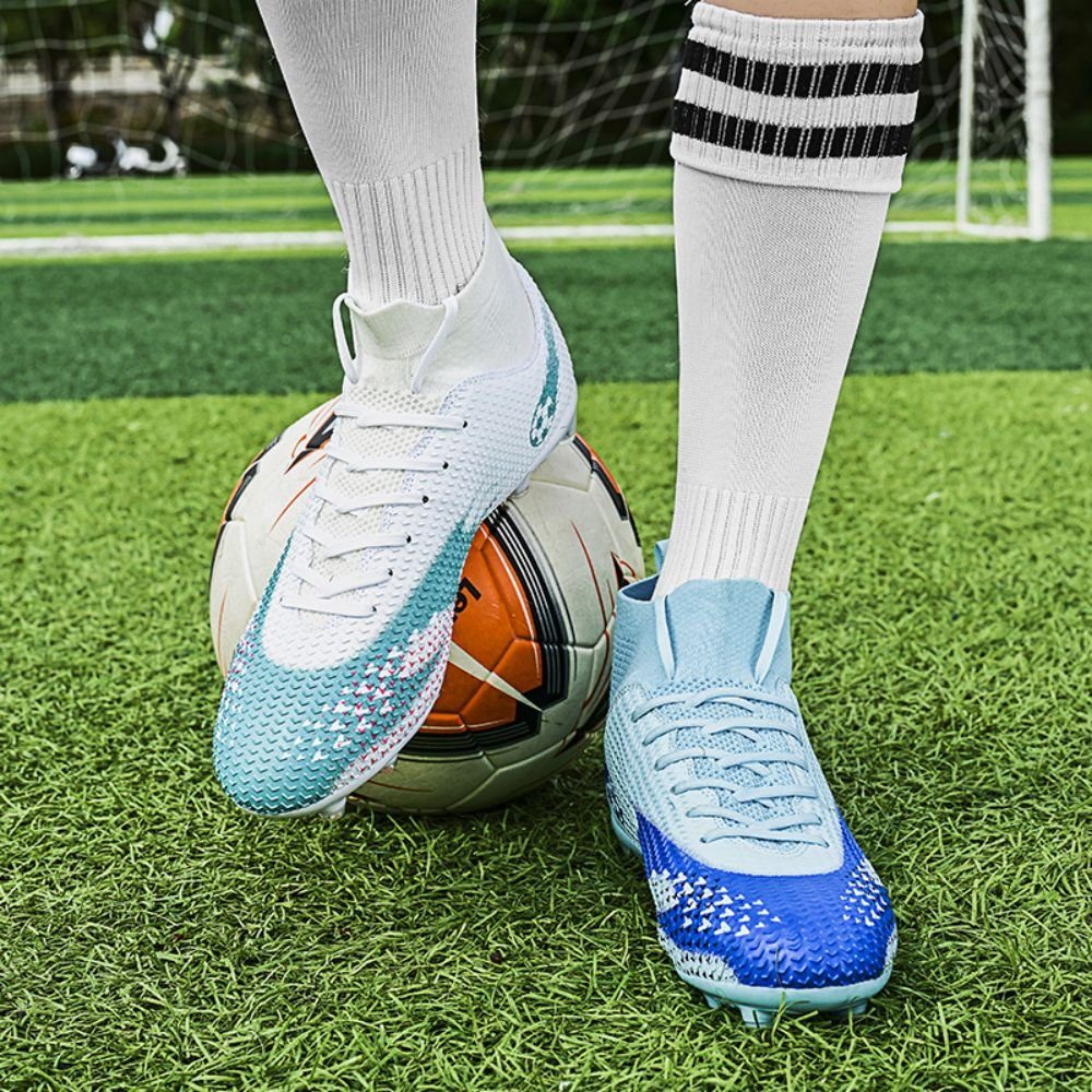 (Turnschuhe hohen Erwachsene) Jugendliche Absätzen und für Schuhen Fußballschuh Weiß HUSKSWARE und mit blau