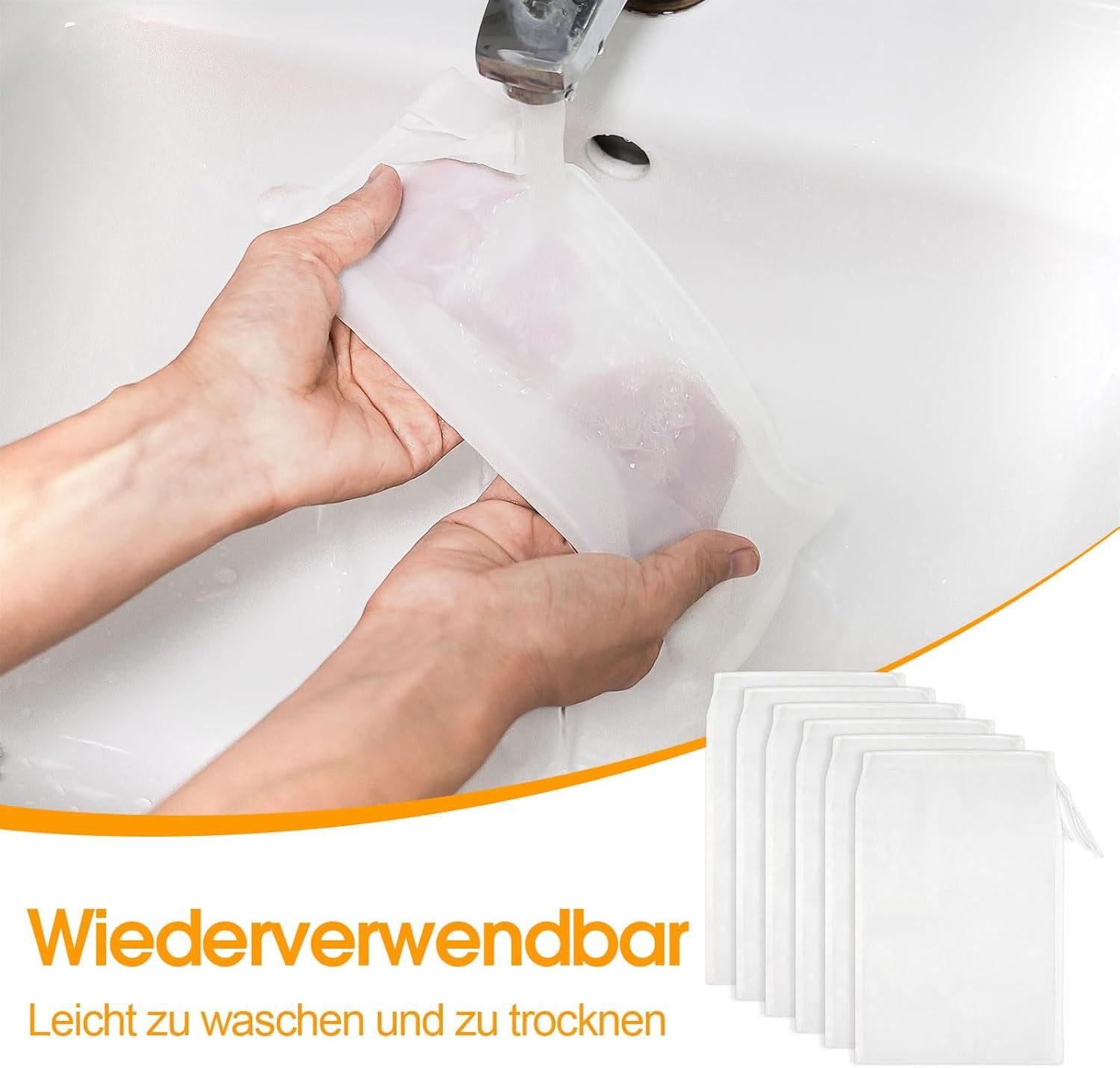 FELIXLEO Passiersieb 6er Nussmilchbeutel Nylon Passiertuch Wiederverwendbar 20x30, (1-St) – Bild 2 von 5