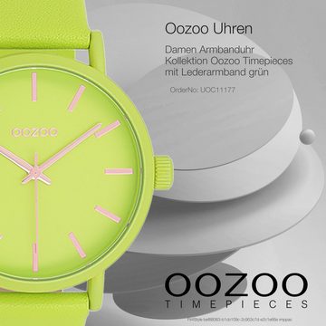 OOZOO Quarzuhr Oozoo Damen Armbanduhr Timepieces Analog, Damenuhr rund, groß (ca. 42mm) Lederarmband, Fashion-Style