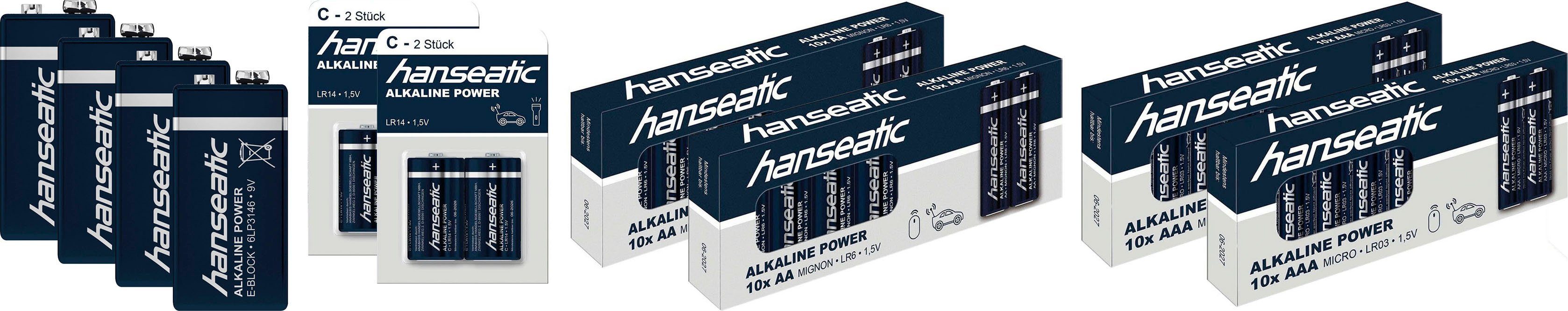 + Hanseatic Stück AAA 48 (48 Batterie, 9V 4x Set + + Batterien 20x Mix C AA 4x St), 20x Batterie