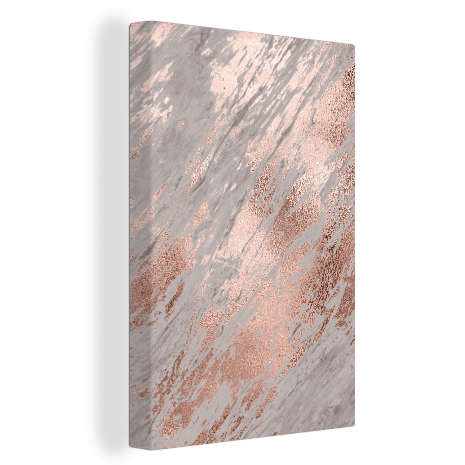 OneMillionCanvasses® Leinwandbild Marmor - Grau - Rosa - Gold, (1 St), Leinwandbild fertig bespannt inkl. Zackenaufhänger, Gemälde, 20x30 cm