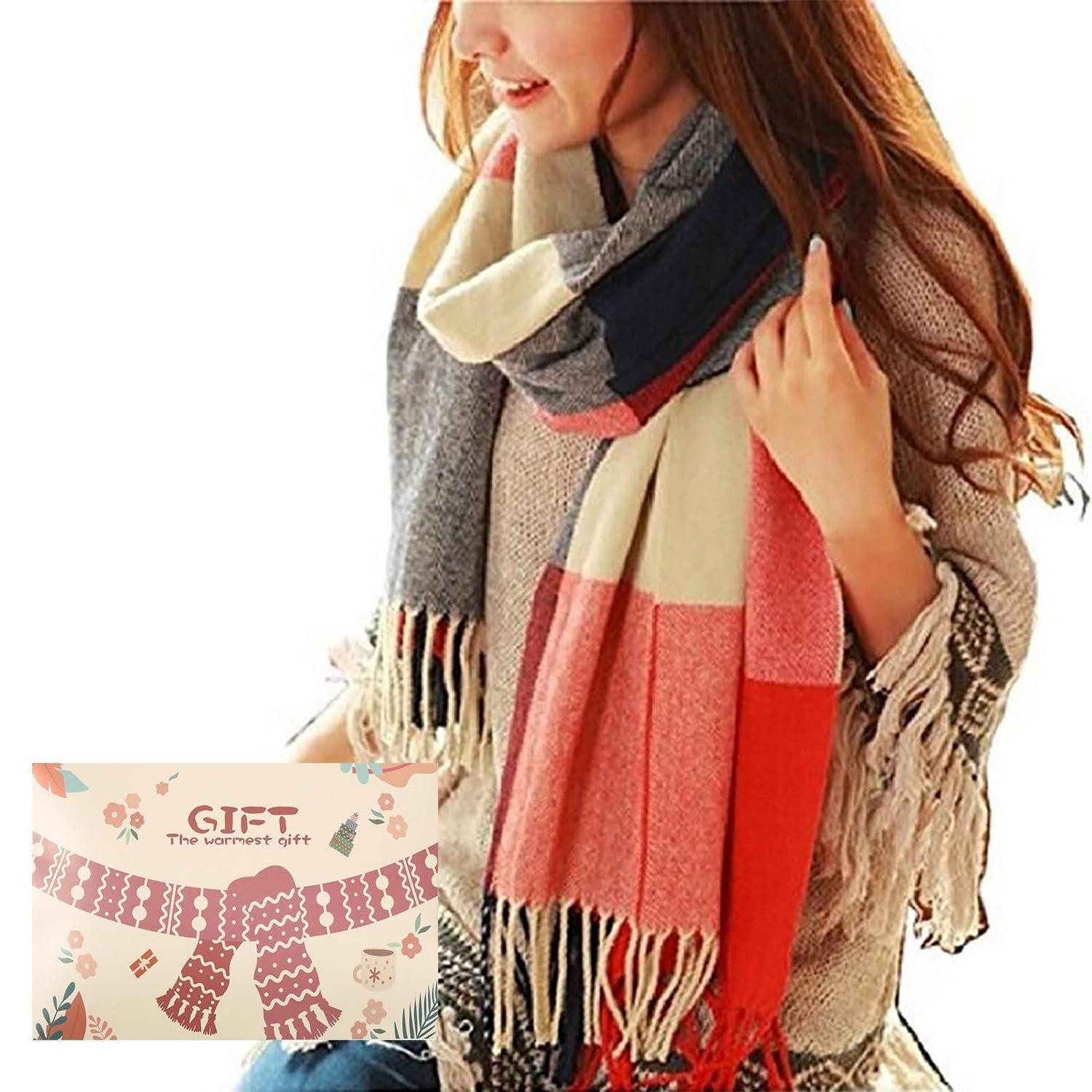 LuxusKollektion XXL-Schal Schal Damen Kariert XXL Fransen Pashmina, (1-St)
