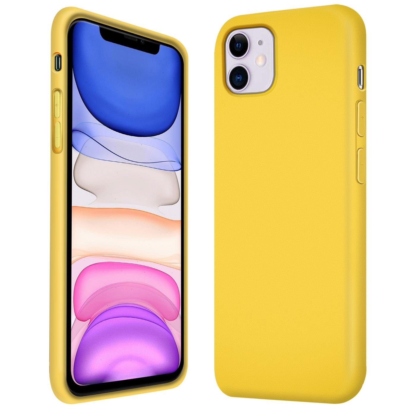 CoolGadget Handyhülle Silikon Case für das iPhone 11 Slim TPU Cover 6,1 Zoll, Weiche Schutz Hülle mit Innen Fleece aus Stoff Handy Tasche