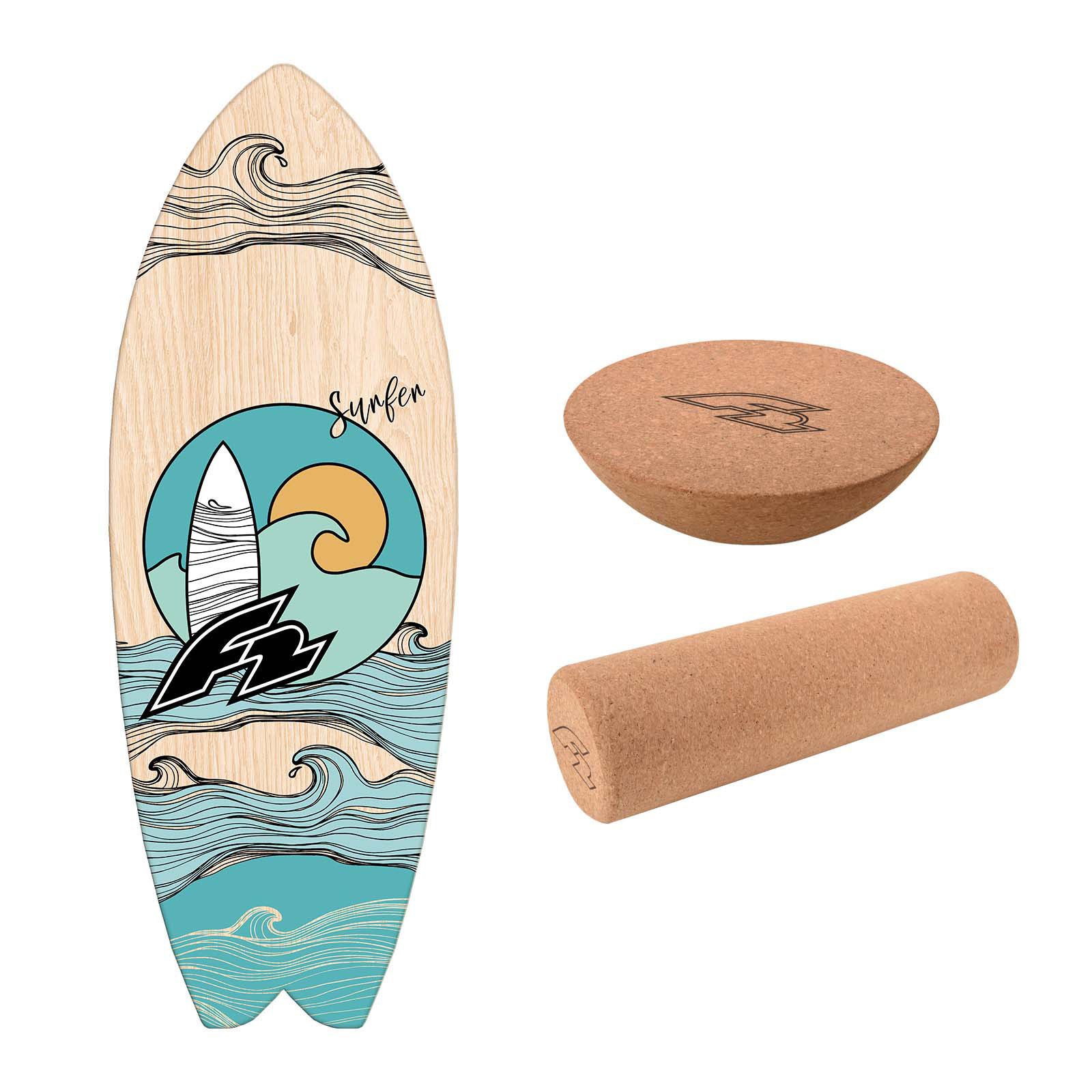 F2 Balanceboard F2 Set Balance Board Surfer 87x32cm + Halbkugel und Korkrolle
