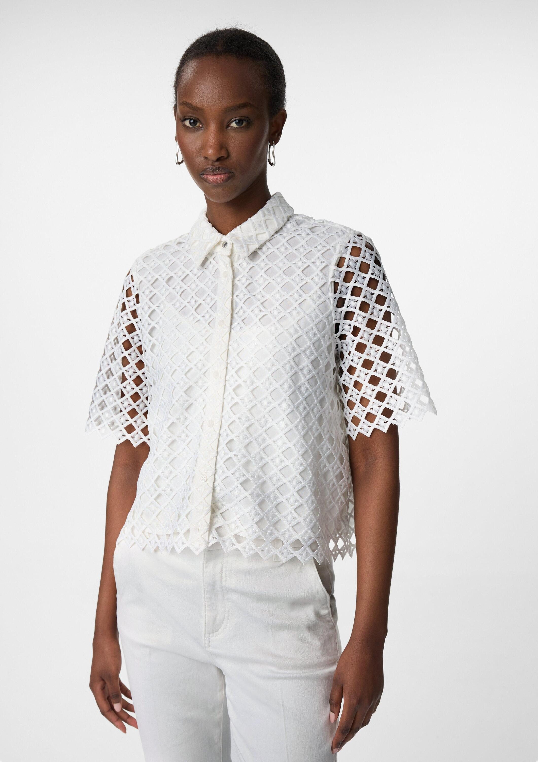 comma Kurzarmbluse Bluse Blusenjacke aus Spitze günstig online kaufen