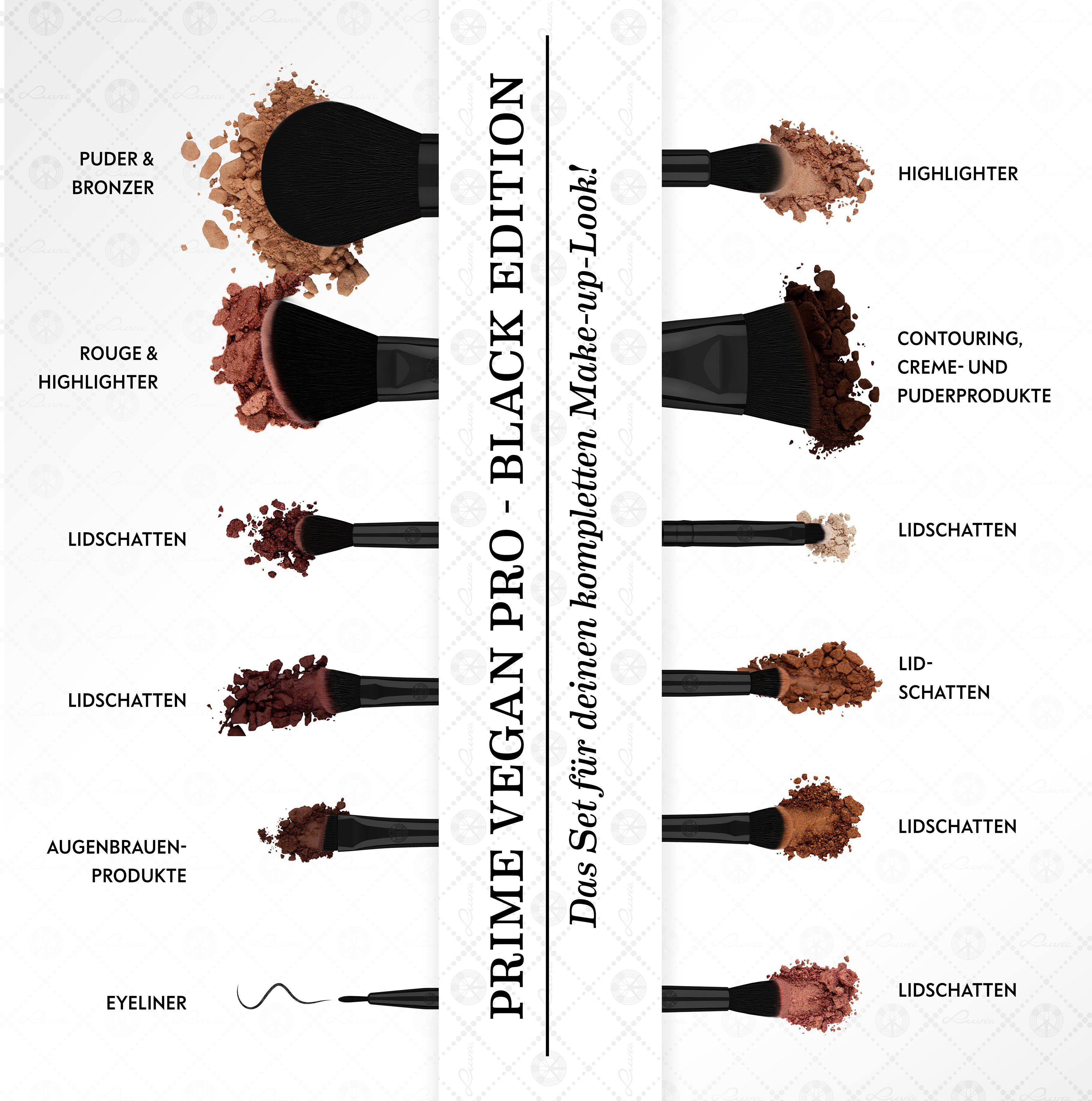 15 Cosmetics Kosmetikpinsel-Set Prime Pro Luvia Edition, Vegan Black