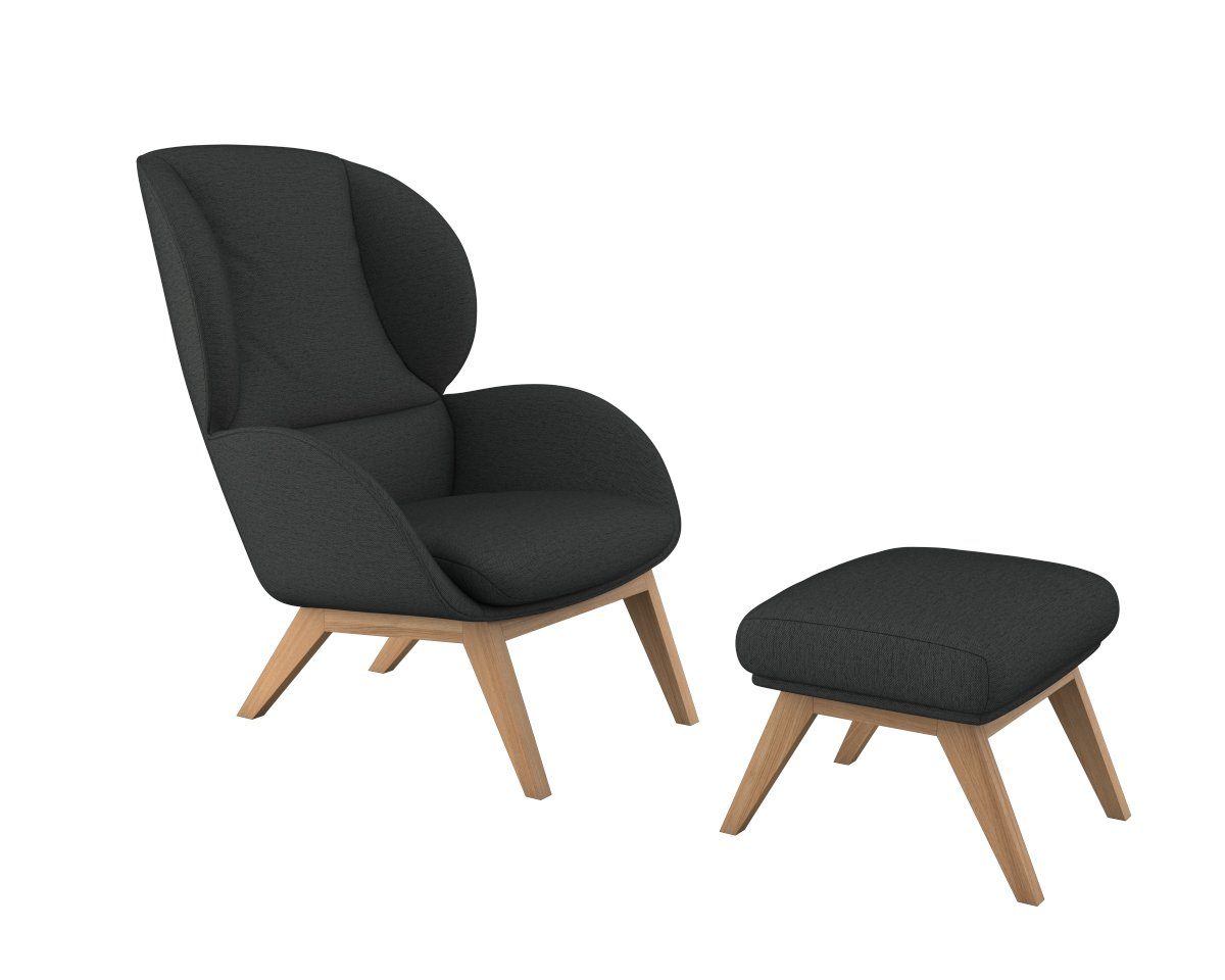 FLEXLUX Ohrensessel Adria, Stil & Komfort, organische Form, Fuß Eiche