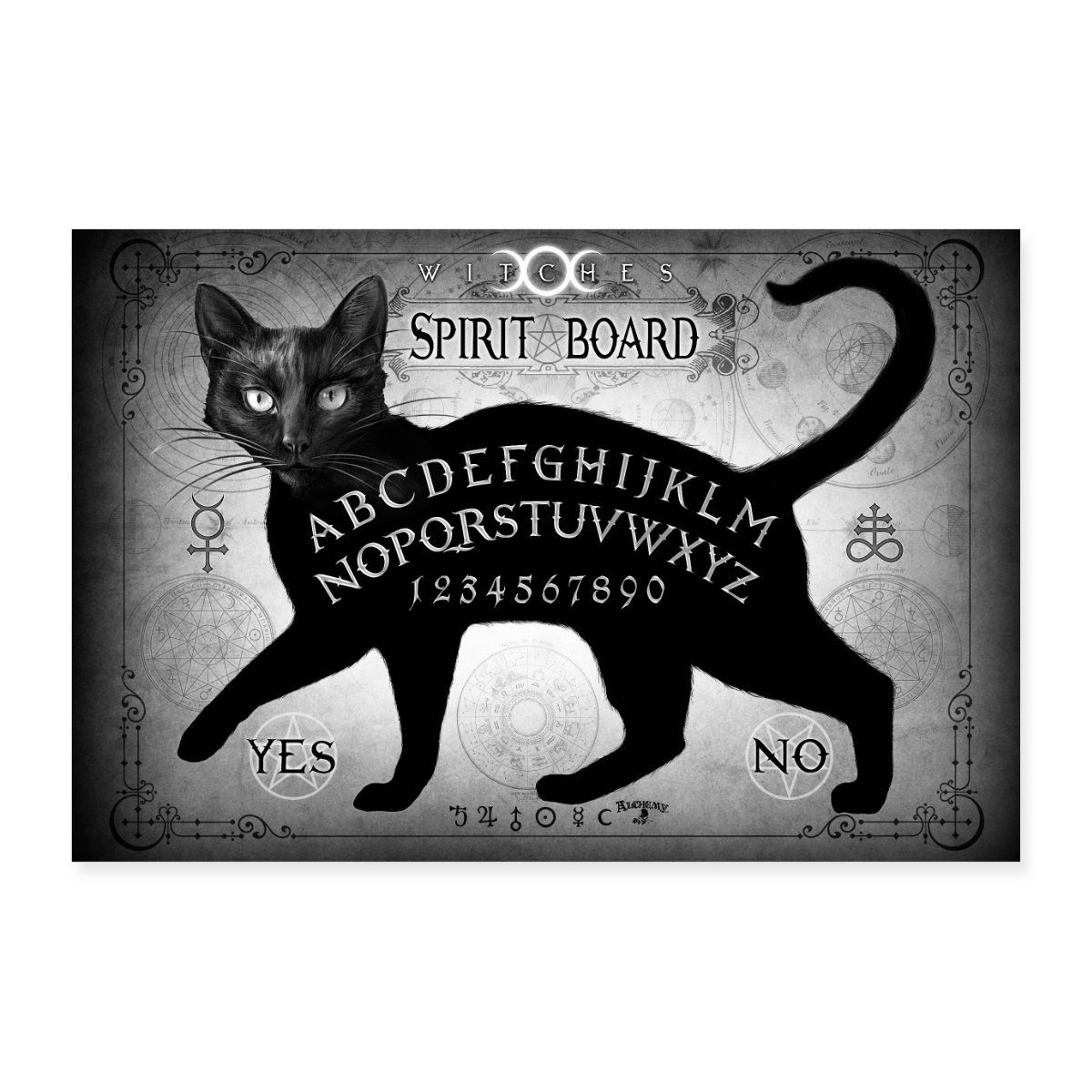 Spreadshirt Poster Alchemy England Ouija Brett Schwarze Katze Poster 90x60 cm
