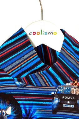 coolismo Sweater Kindersweatshirt gestreift mit Mäusen und Polizeiauto Baumwolle, europäische Produktion