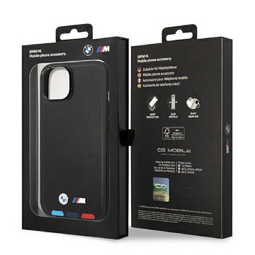BMW Handyhülle Case iPhone 14 Plus Kunstleder Tricolor schwarz Logo