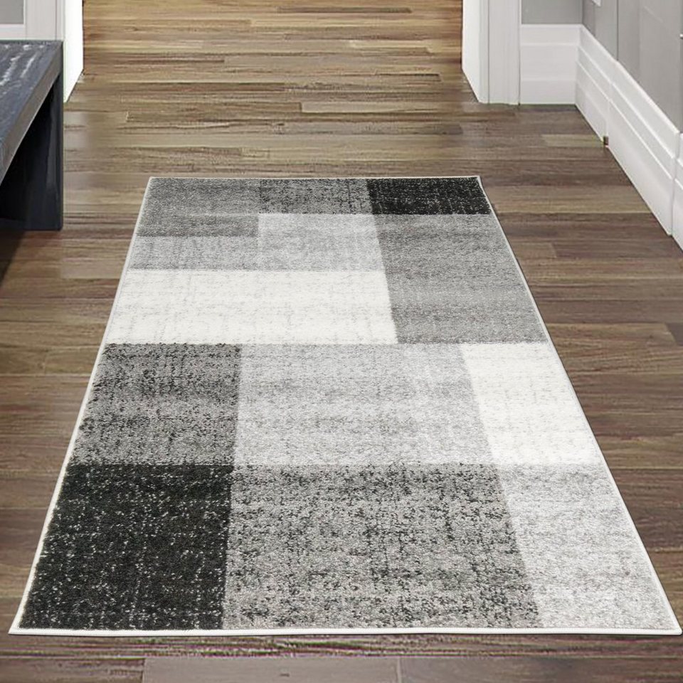 Teppich Moderner Wohnzimmerteppich mit quadratischen Mustern, pflegeleicht,  creme grau, Teppich-Traum, rechteckig, Höhe: 11 mm