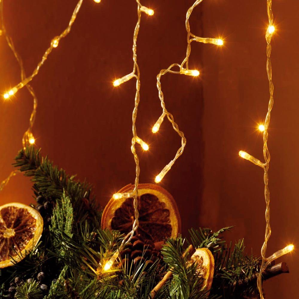 etc-shop LED Dekolicht, Terrassenleuchte 8x1m verbaut, Weihnachten Dekolicht LED Lichterkette LED-Leuchtmittel 120x Warmweiß, fest