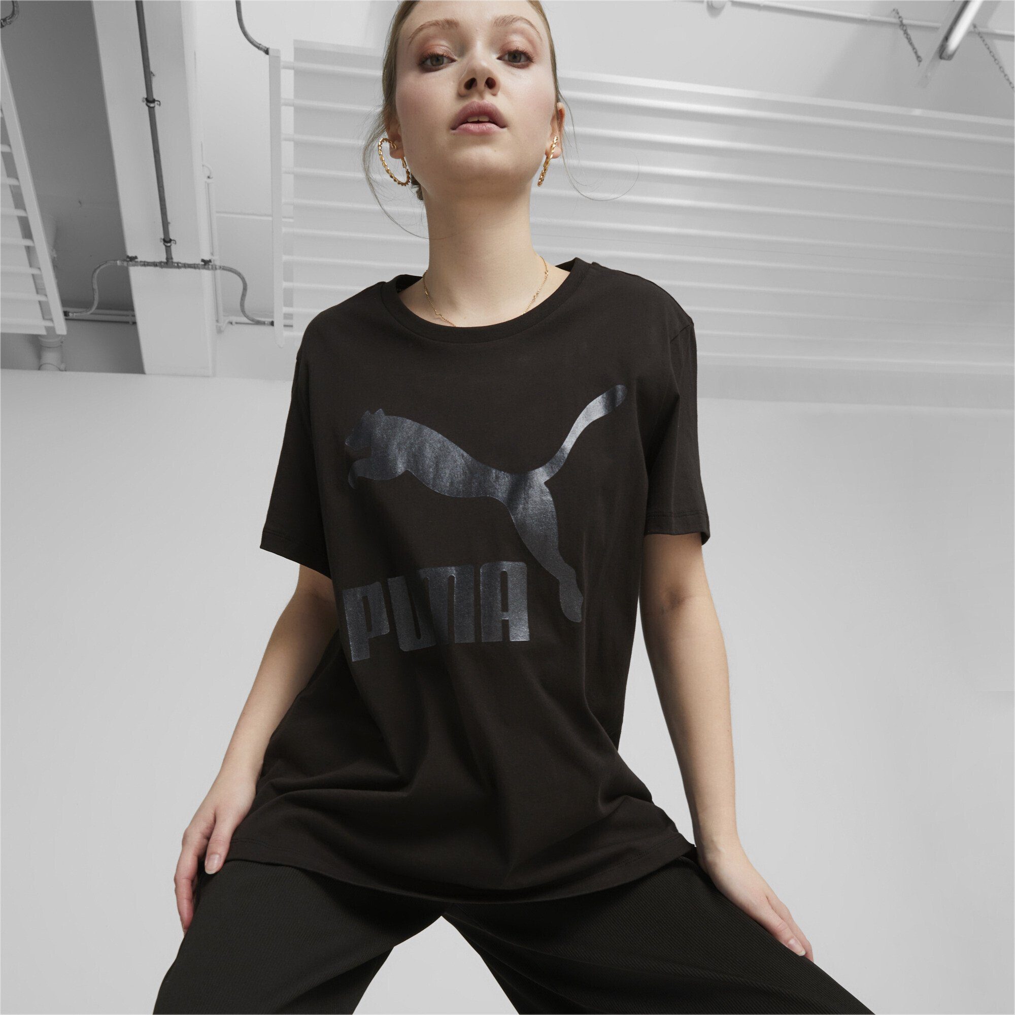 PUMA T-Shirt Classics Logo T-Shirt Damen, PUMA Archive No. 1 Logo auf der  Brust