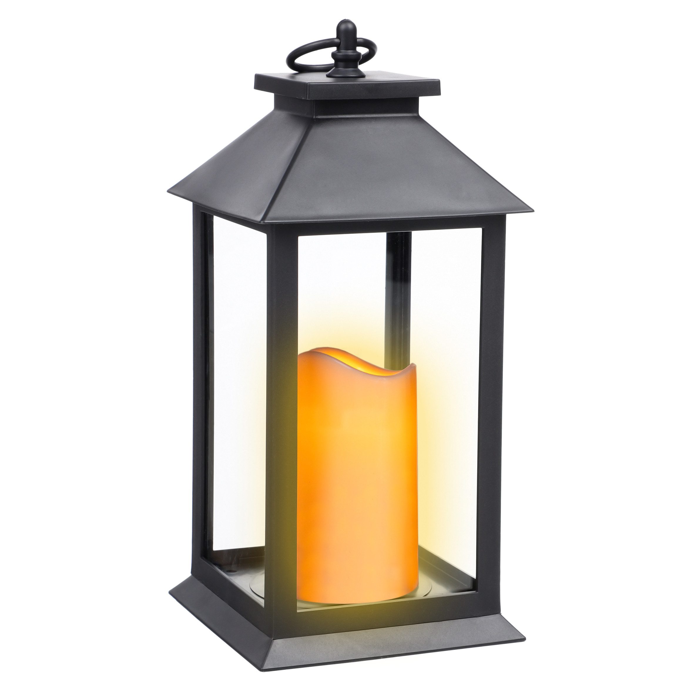 Spetebo Kerzenlaterne Metall Laterne schwarz inklusive LED Kerze mit Flacke günstig online kaufen