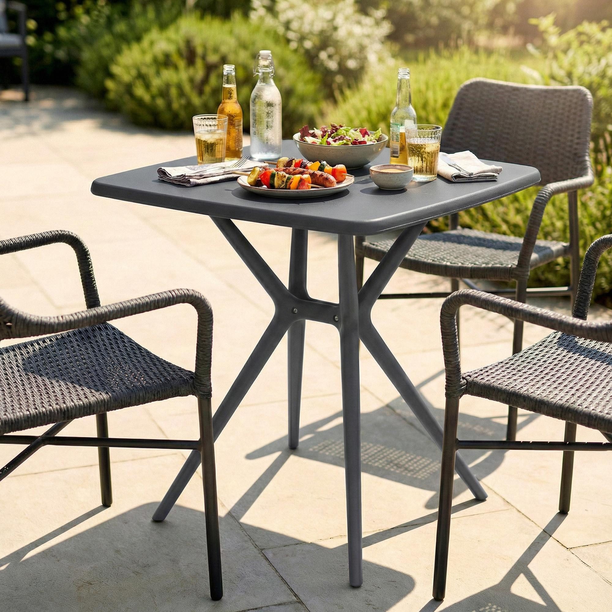 furnicato Beistelltisch Gartentisch Becky 72 x 72 cm dunkelgrau (1-St)