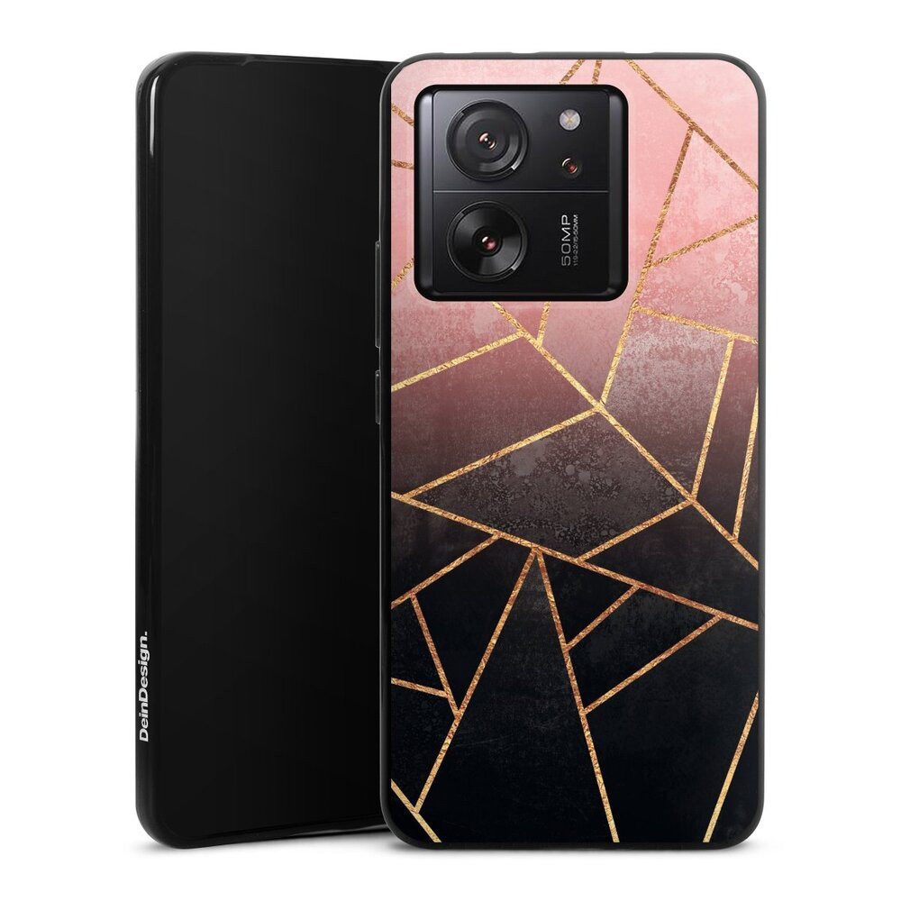Handyhülle Farbverlauf Geometric Gold & Kupfer Pink And Black Stone Gold Print