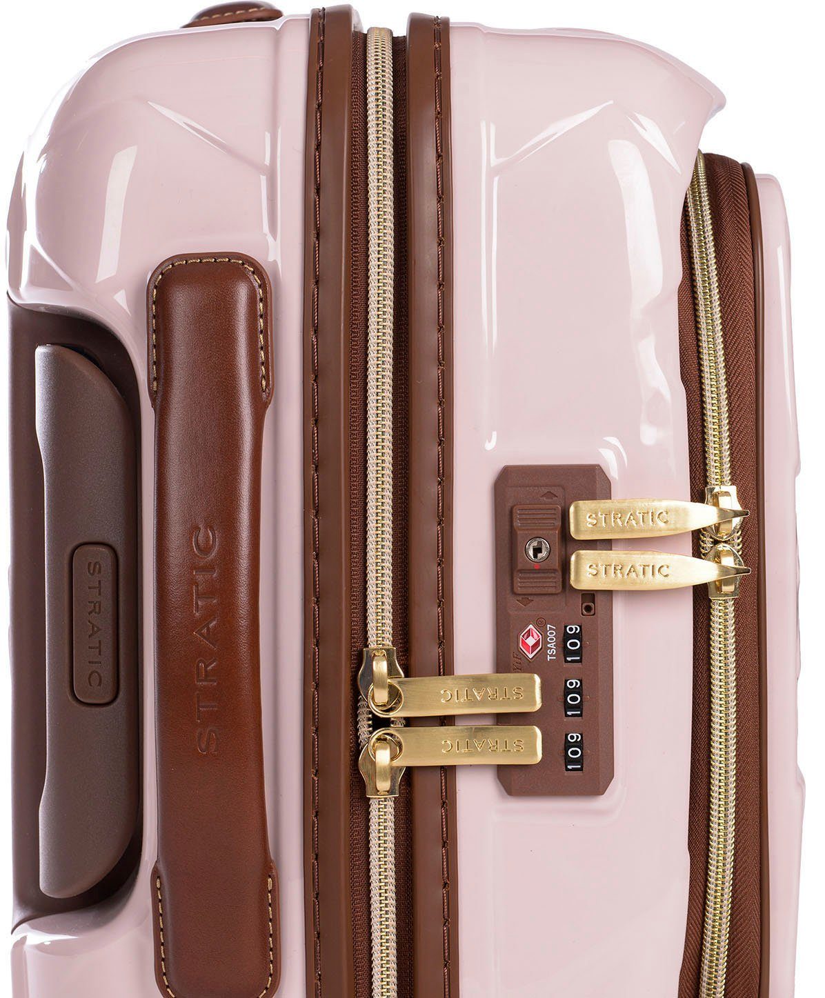 Stratic Leather&More Rollen, NFC-Chip; Vortasche, mit rose, S Laptopfach Hartschalen-Trolley 4 mit