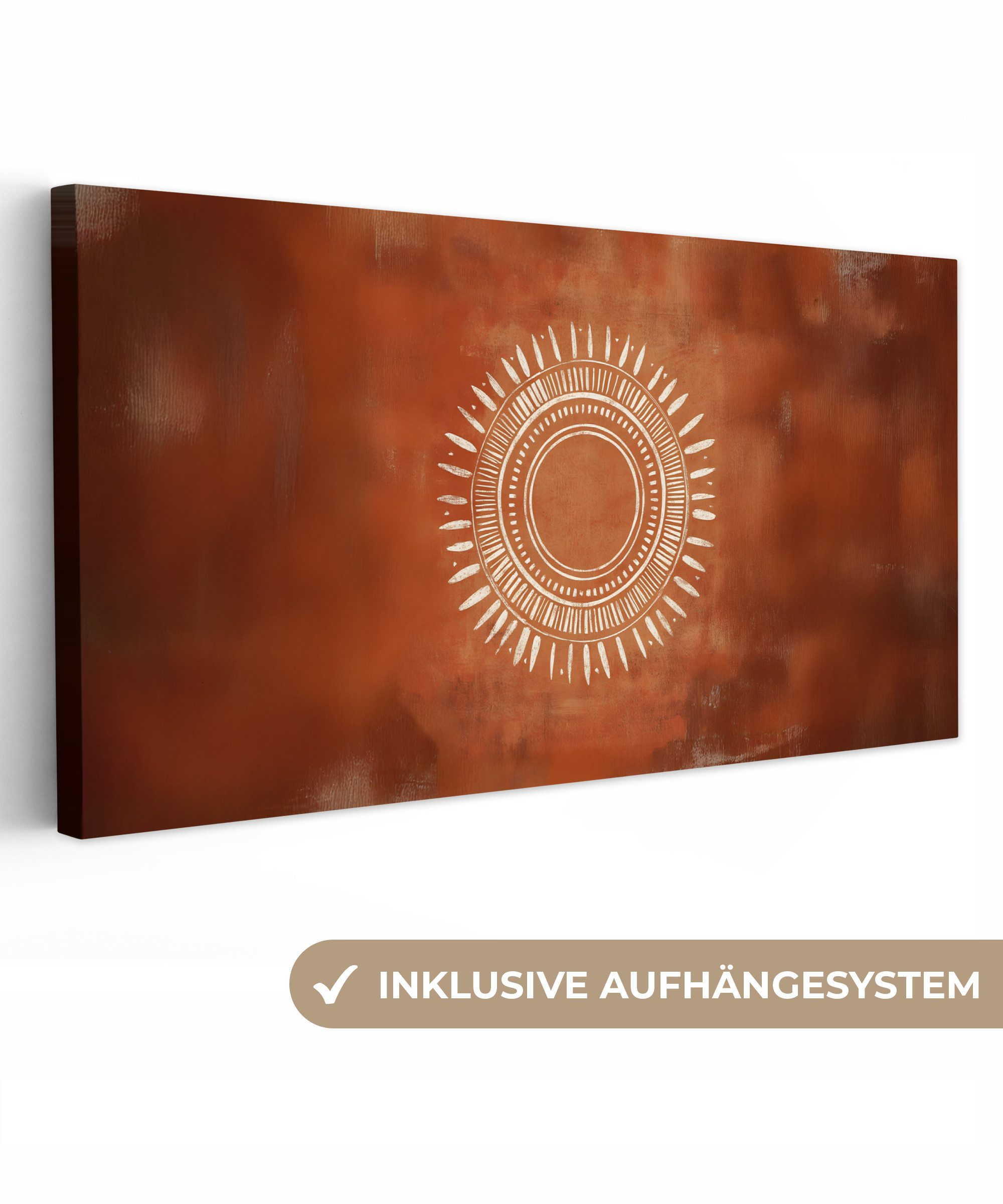 OneMillionCanvasses® Leinwandbild Panorama Abstrakt - Linien - Sonnenstrahlen - Rötlichbraun, Fotodruck (1 St), Wandbild, Deko Schlafzimmer Wohnzimmer Flur 40x20 cm