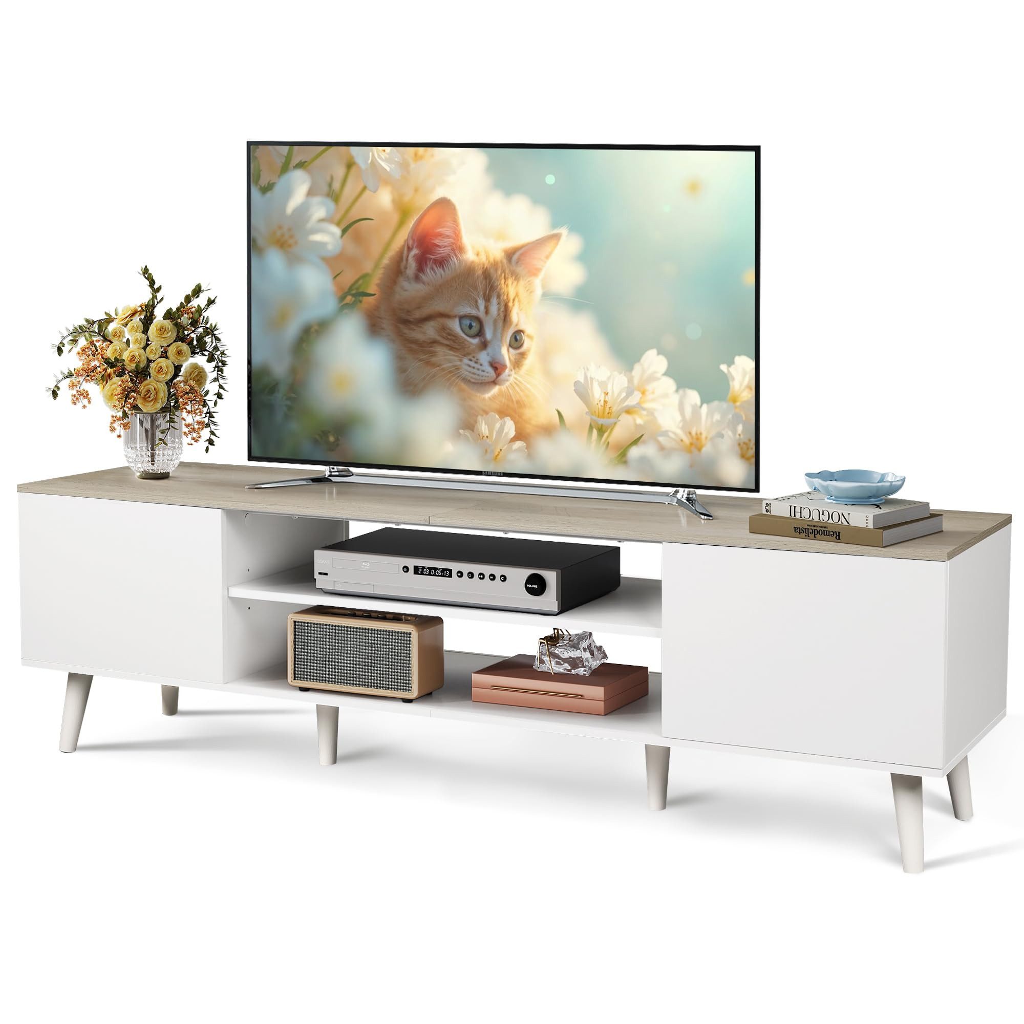 WLIVE TV-Schrank Lowboard mit 2 Türen, Fernsehschrank für Fernseher bis zu günstig online kaufen