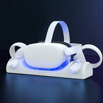 Tadow Für Oculus Quest 2 VR Ladeständer, VR Ladezubehör, Ladestation Konsolen-Ladestation (magnetische Schnellladestation mit LED Licht)
