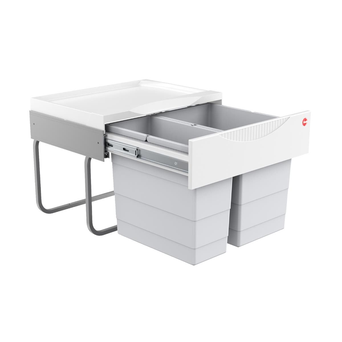 Hailo Einbaumülleimer Hailo Abfallsammler 3644701 TR Swing Raumspar-Tandem-S 18 + 12 Liter, 3644701 2fach für Schrankbreite ab 500 mm mit Drehtür