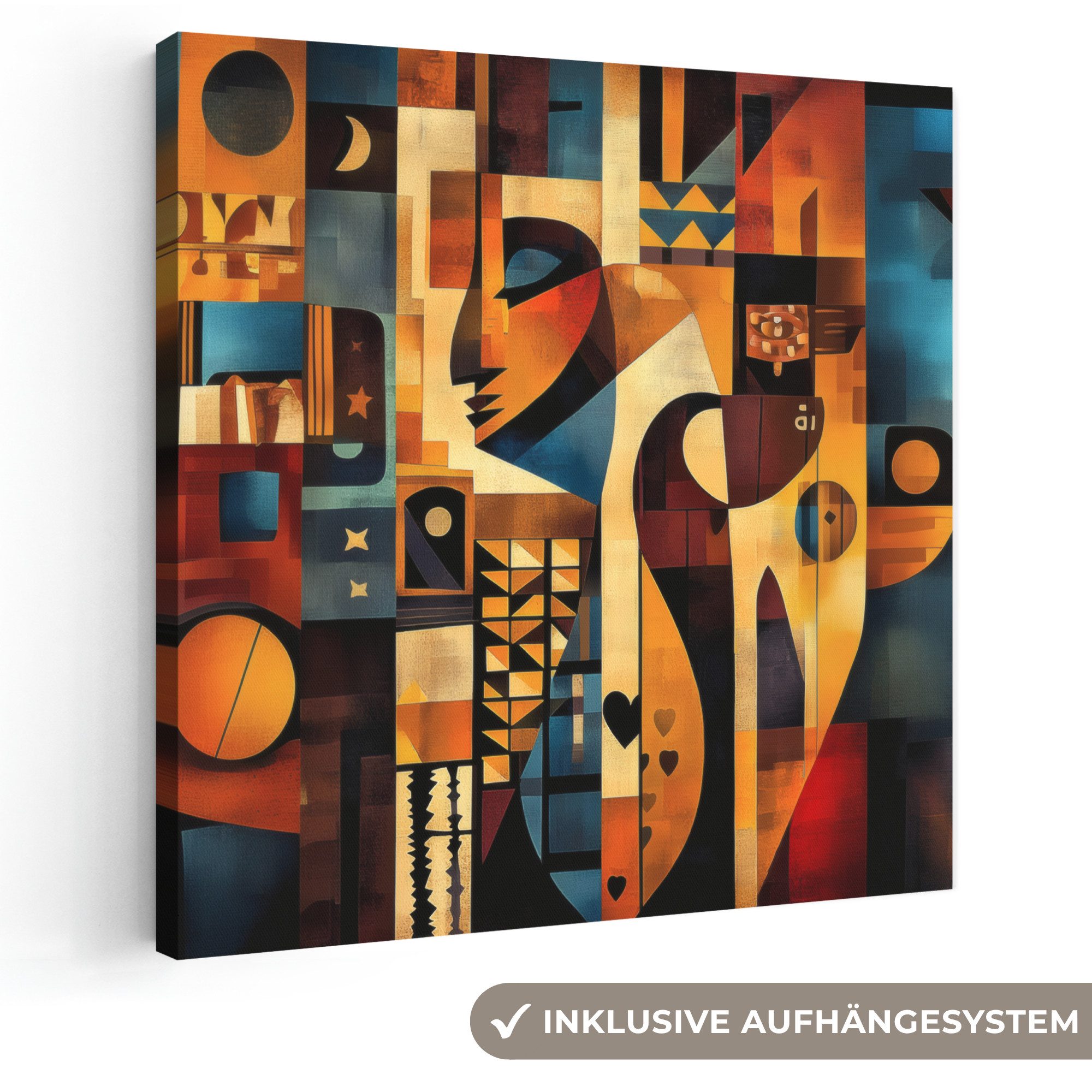 OneMillionCanvasses® Leinwandbild Figuren - Abstrakt - Symbole, Fotodruck (1 St), Wandbild, Deko Schlafzimmer Wohnzimmer Flur 20x20 cm