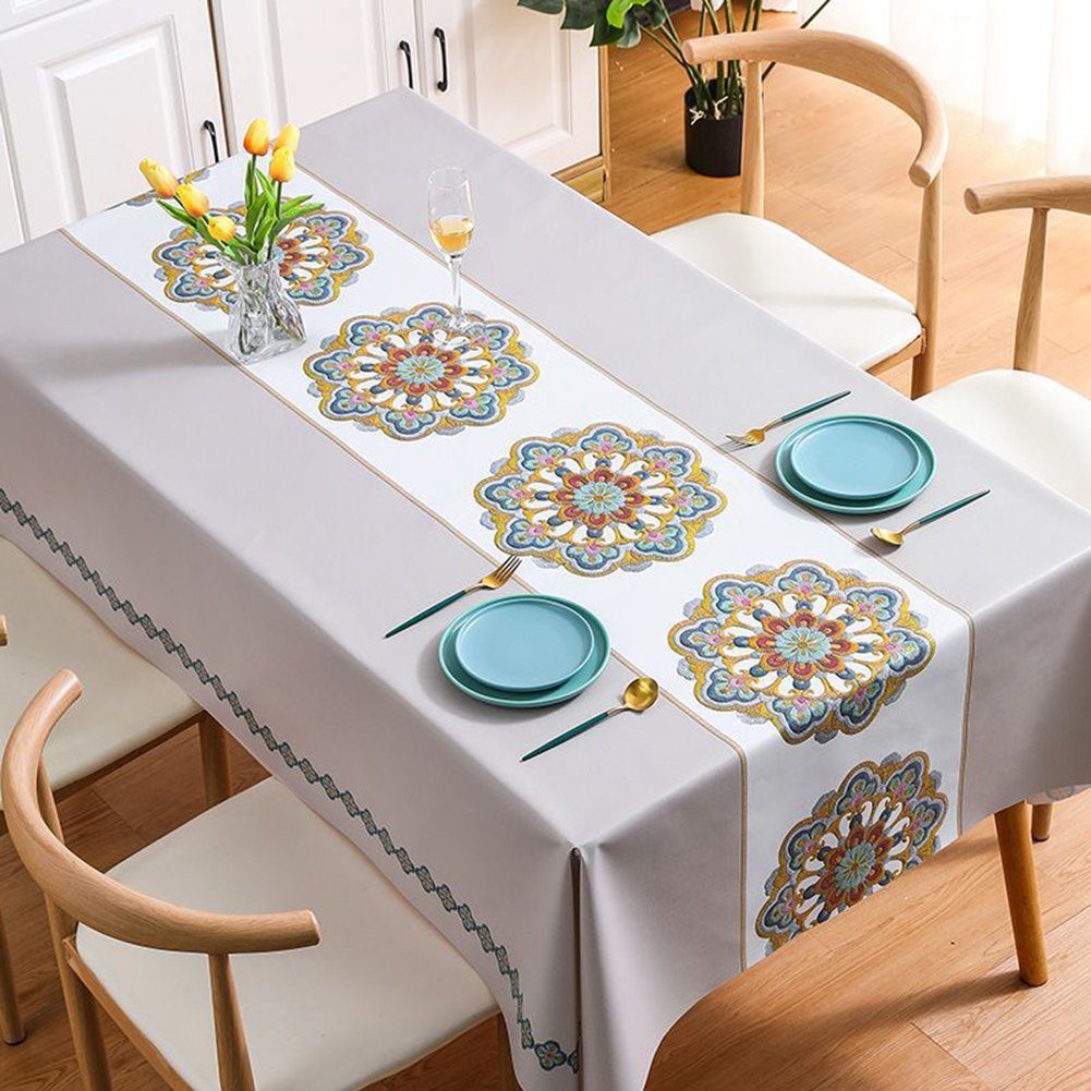 Blusmart Tischschonbezug PVC Tischdecke Europäischen Druck Farbe Haushalt Stil