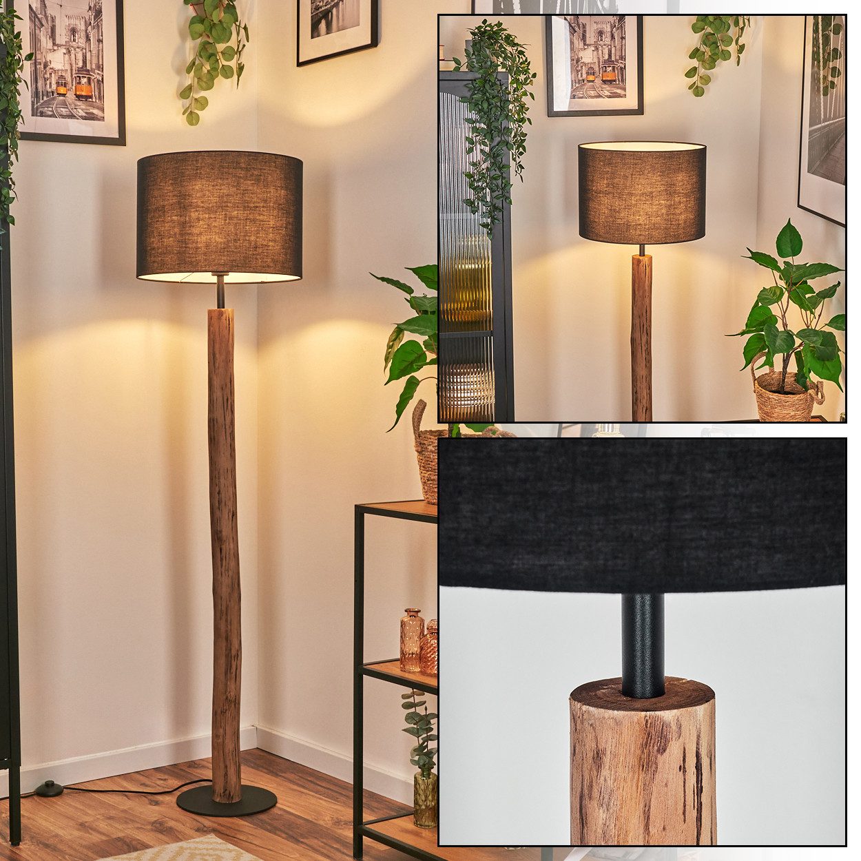 hofstein Stehlampe Stehlampe aus Holz/Metall im günstig online kaufen