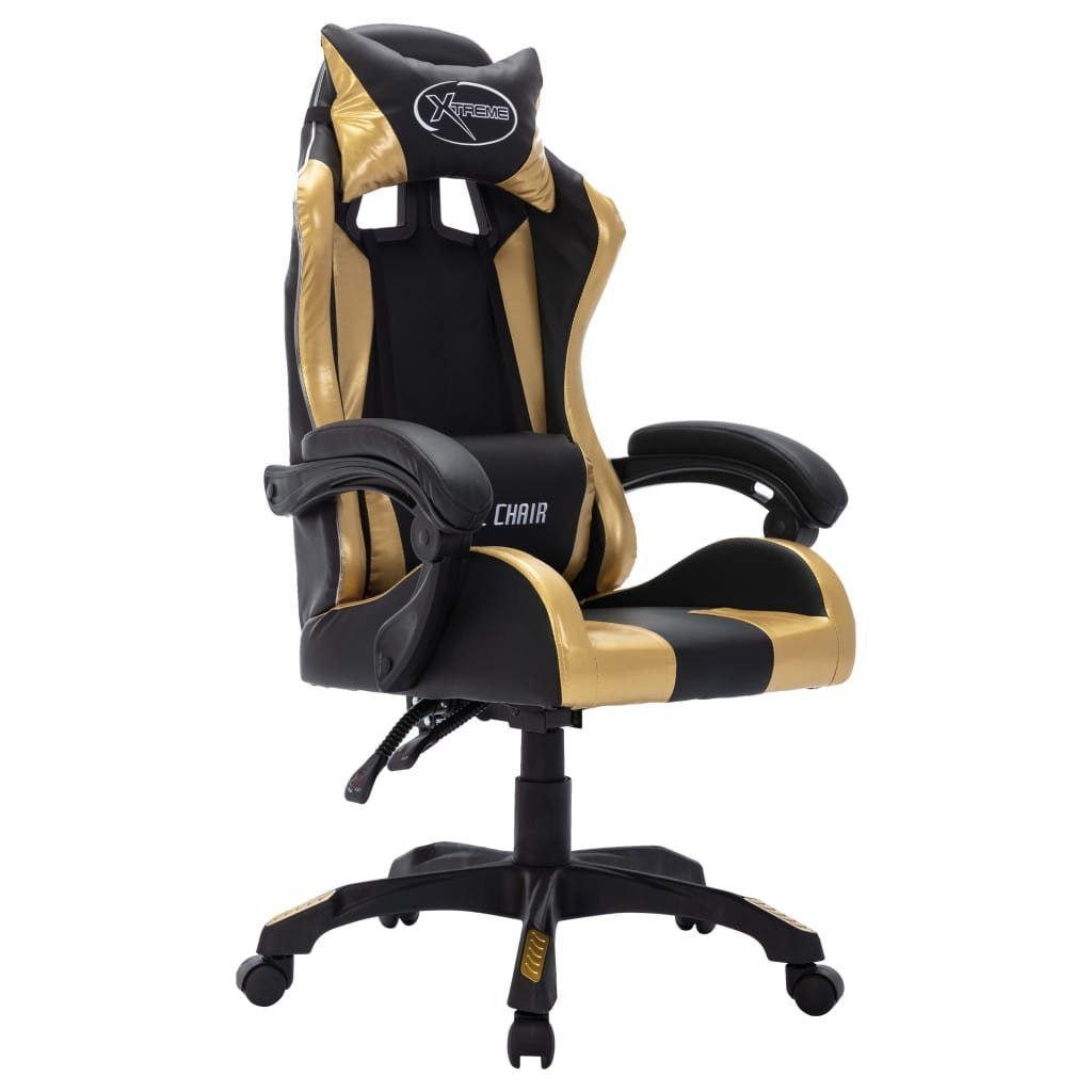 vidaXL Bürostuhl Gaming-Stuhl mit LED-Leuchten und RGB | Schwarz und Gold Schwarz Golden (1 und Golden Kunstleder Schwarz St)