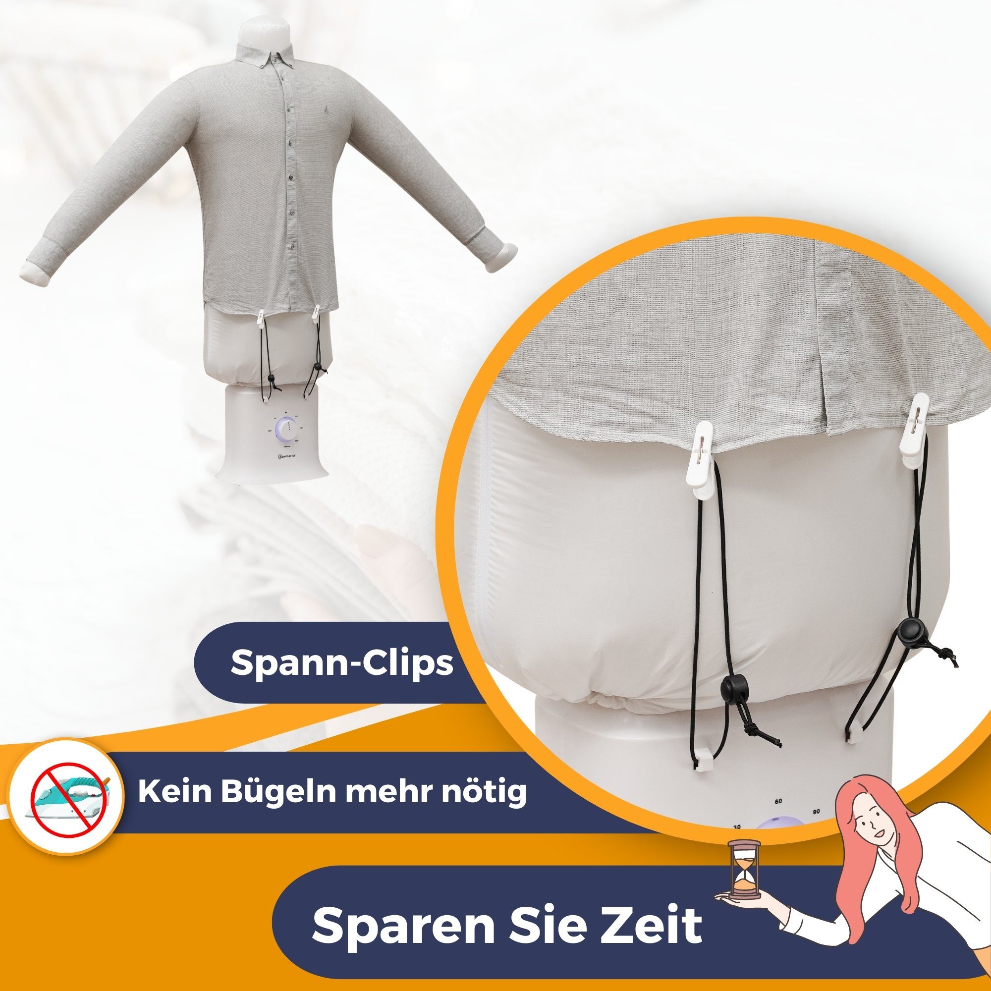 Sommertal Bügelsystem Sommertal Bügelpuppe Gentleman – Hemdenbügler & Bügelmaschine, für Hemden, Blusen, T-Shirts, Hosen – Bügelautomat