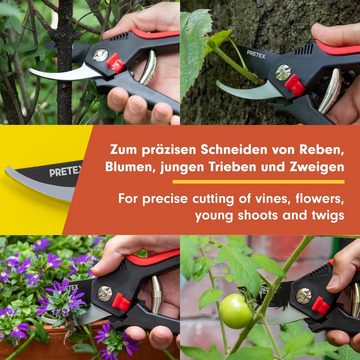 PRETEX Kombischere Gartenschere mit Sicherheitshebel, (1-tlg), Gartenschere mit Sicherungshebel, Antihaftbeschichtung