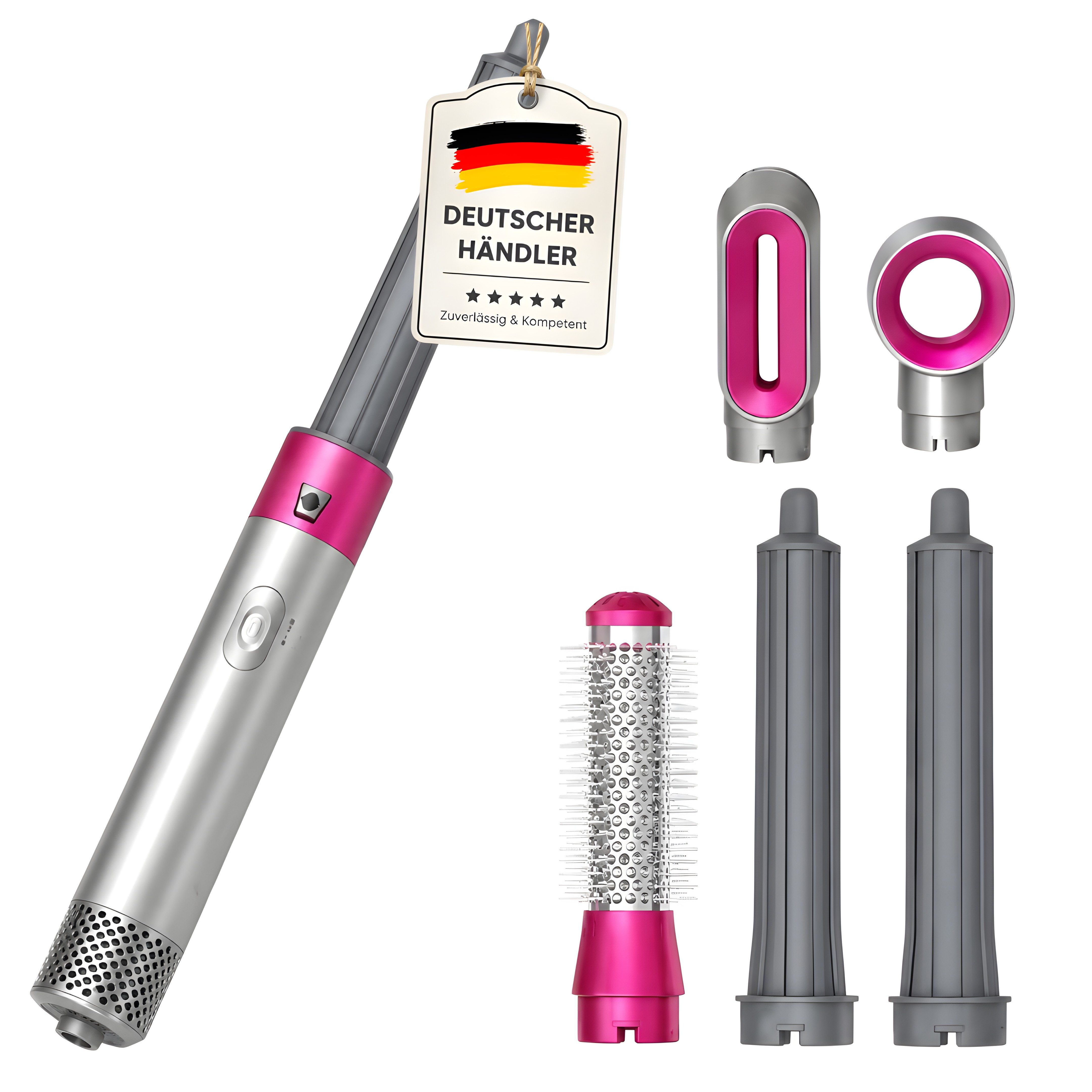 VERK GROUP Multihaarstyler Heißluftbürste 5-teilig, Schnelles Styling, austauschbare Aufsätze, für alle Haartypen