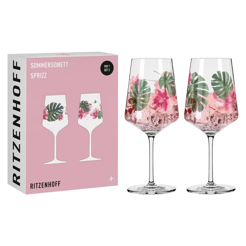 Ritzenhoff Cocktailglas Ritzenhoff Sommersonett Sprizz 2er-Set R. Rosenkranz F22, Kristallglas