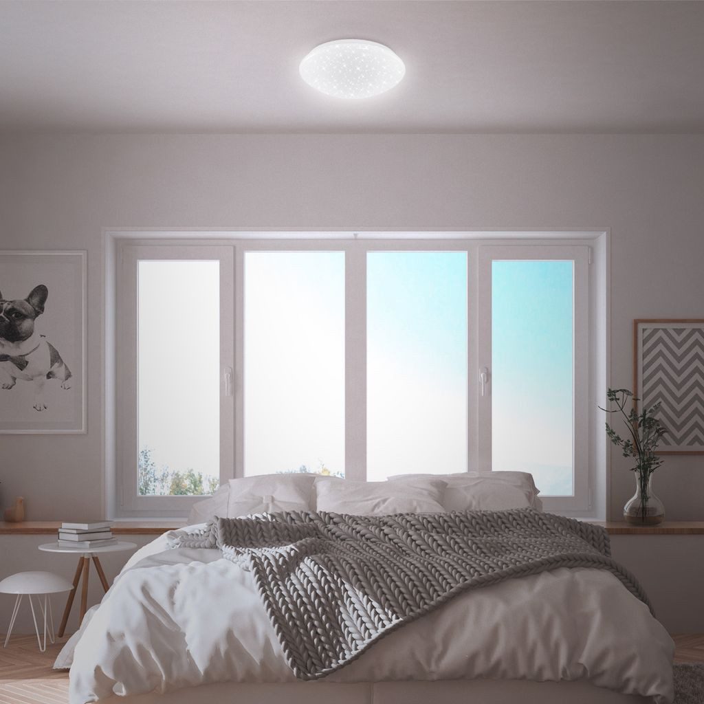 Briloner Leuchten LED Deckenleuchte 3320016, LED fest integriert, 2700K - Extra-Warmweiß, Deckenlampe, 28x6,5cm, Weiß, 12W, Wohnzimmer, Schlafzimmer, Küche