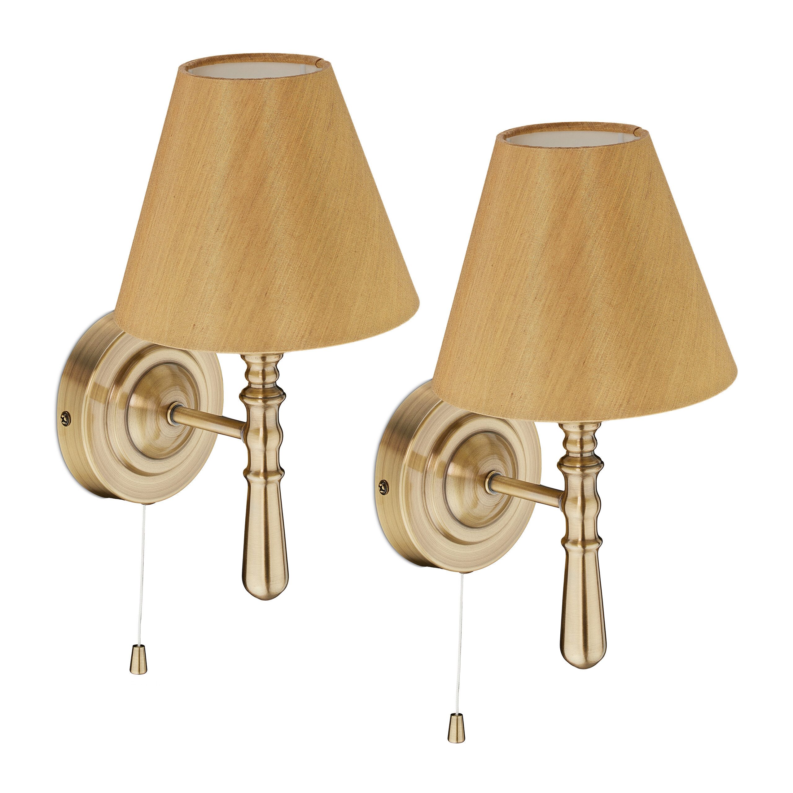relaxdays Wandleuchte Wandlampe mit Schirm 2er Set, Messing günstig online kaufen