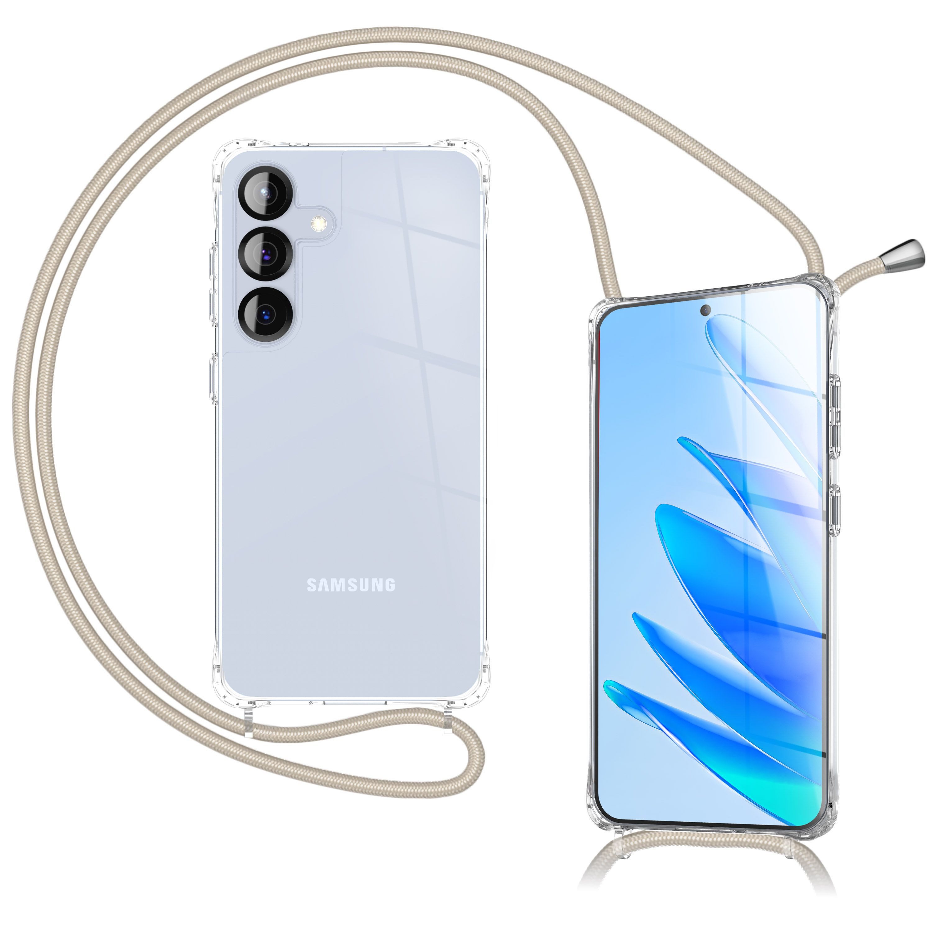 Nalia Smartphone-Hülle Samsung Galaxy S25 FE 17 cm (6,7 Zoll), Hülle zum Umhängen / 160cm Handykette / MultiWear Band / Fallschutz