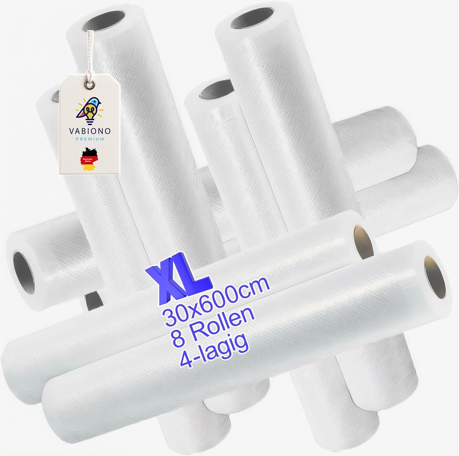 VABIONO Folienrollen Vakuumrollen Vakuumierbeutel Premium Rollen Breite 30cm Länge 600cm, Zubehör für für Folienschweißgeräte, Kostenloser Versand