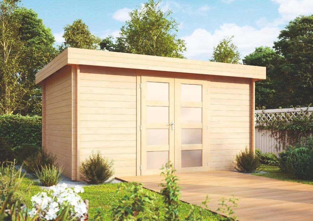 Wolff Gerätehaus Flachdach Metz B, BxT: 440x340 cm, Beige