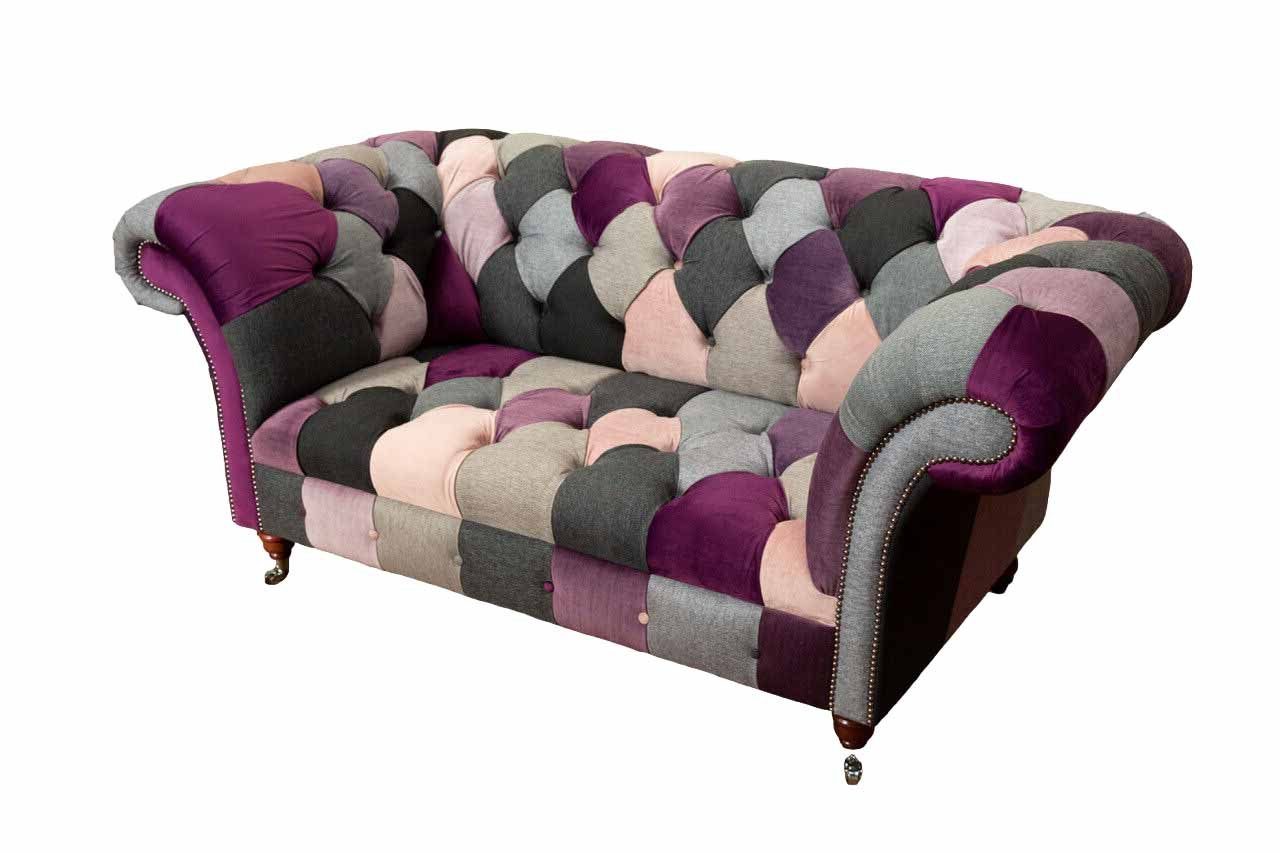 JVmoebel Chesterfield-Sofa, Sofa Chesterfield Wohnzimmer Textil Klassisch Design Zweisitzer