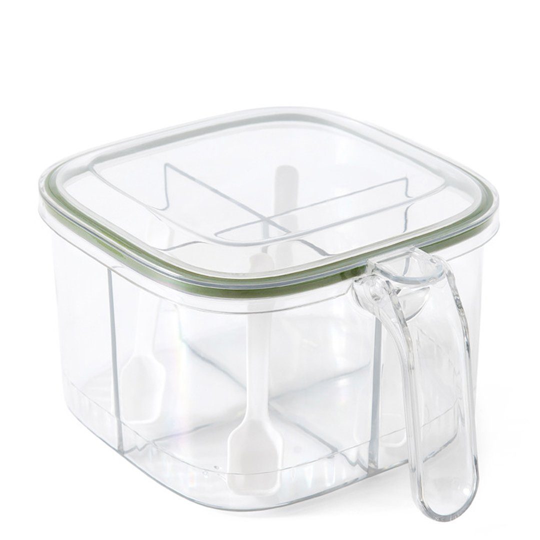 Gewürzbox, YANN versiegelte Aufbewahrung zur Gewürzbehälter Deckel, mit Küchengewürzbehälter), und Löffel, Grün Salz mit und von Kunststoff-Gewürzboxenset (Gewürzbox Gewürzbox Pfeffer. Deckel Transparente 4-fach