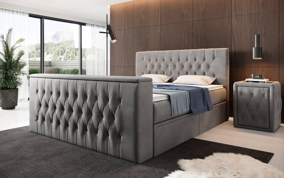Luxusbetten24 Boxspringbett Vulnero, mit TV Lift und Stauraum (2 Schubladen günstig online kaufen