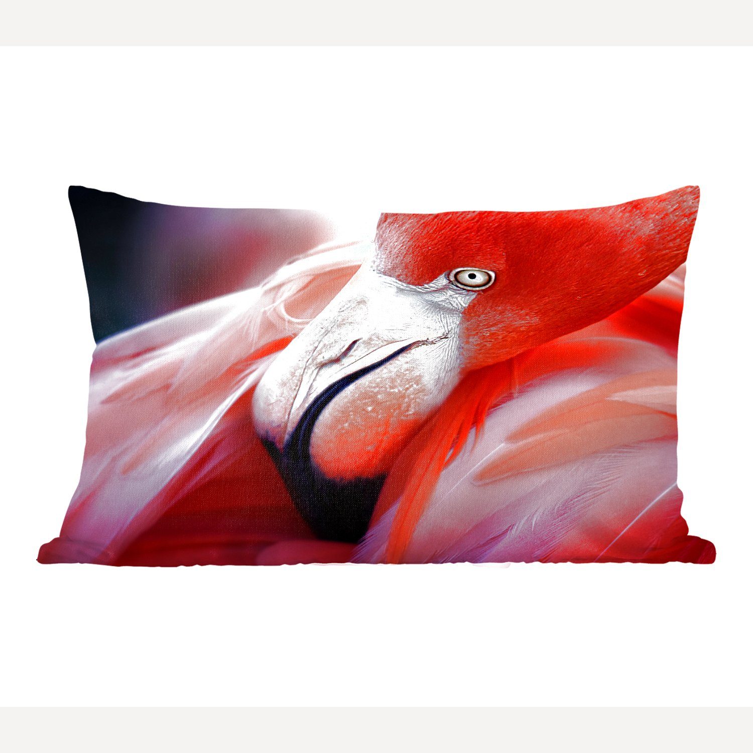 eines Zierkissen, Dekokissen Flamingos, Dekoration, Schlafzimmer MuchoWow Füllung, mit Dekokissen Nahaufnahme Wohzimmer