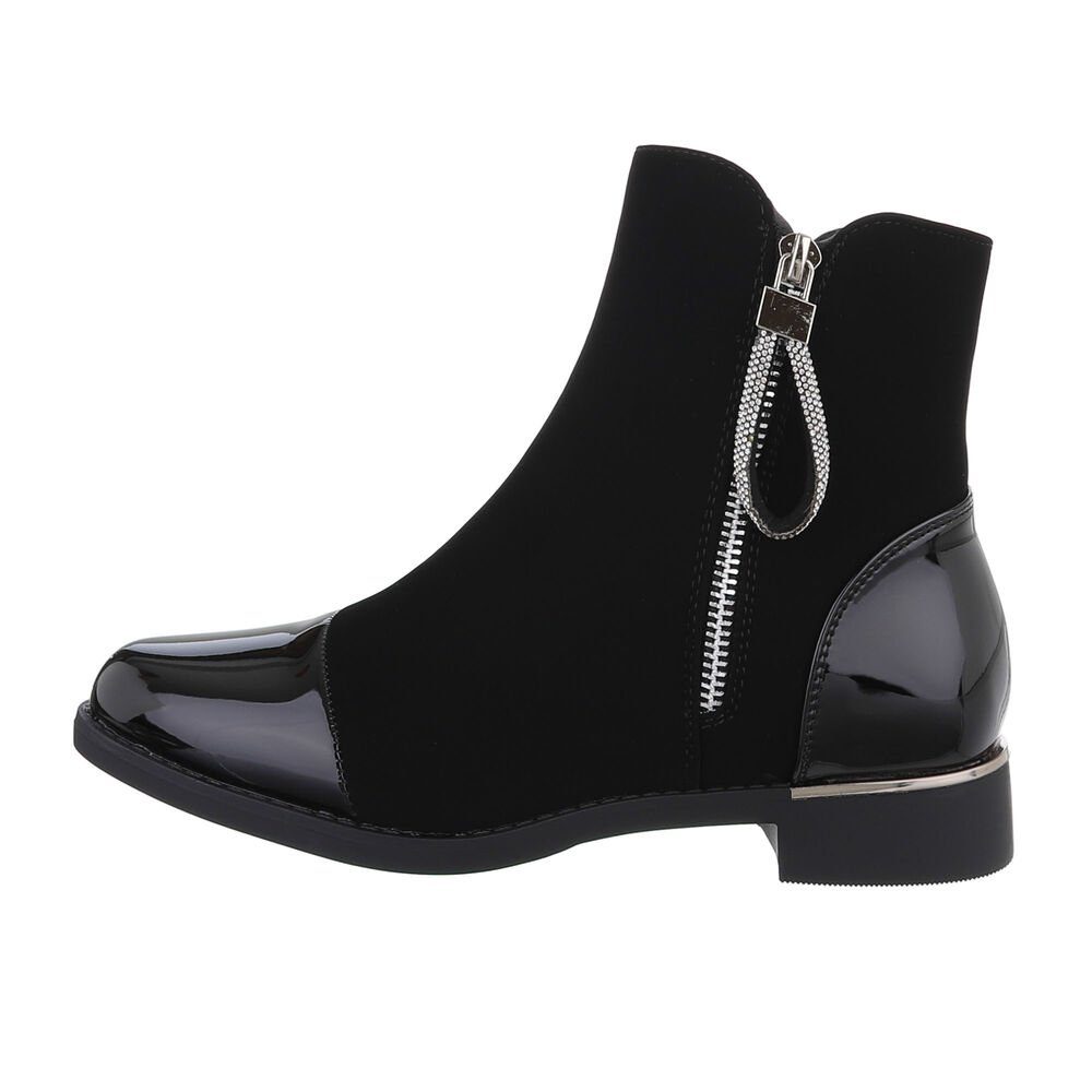 Elegant Damen Ital-Design in Schwarz Blockabsatz Stiefel Flache Stiefel