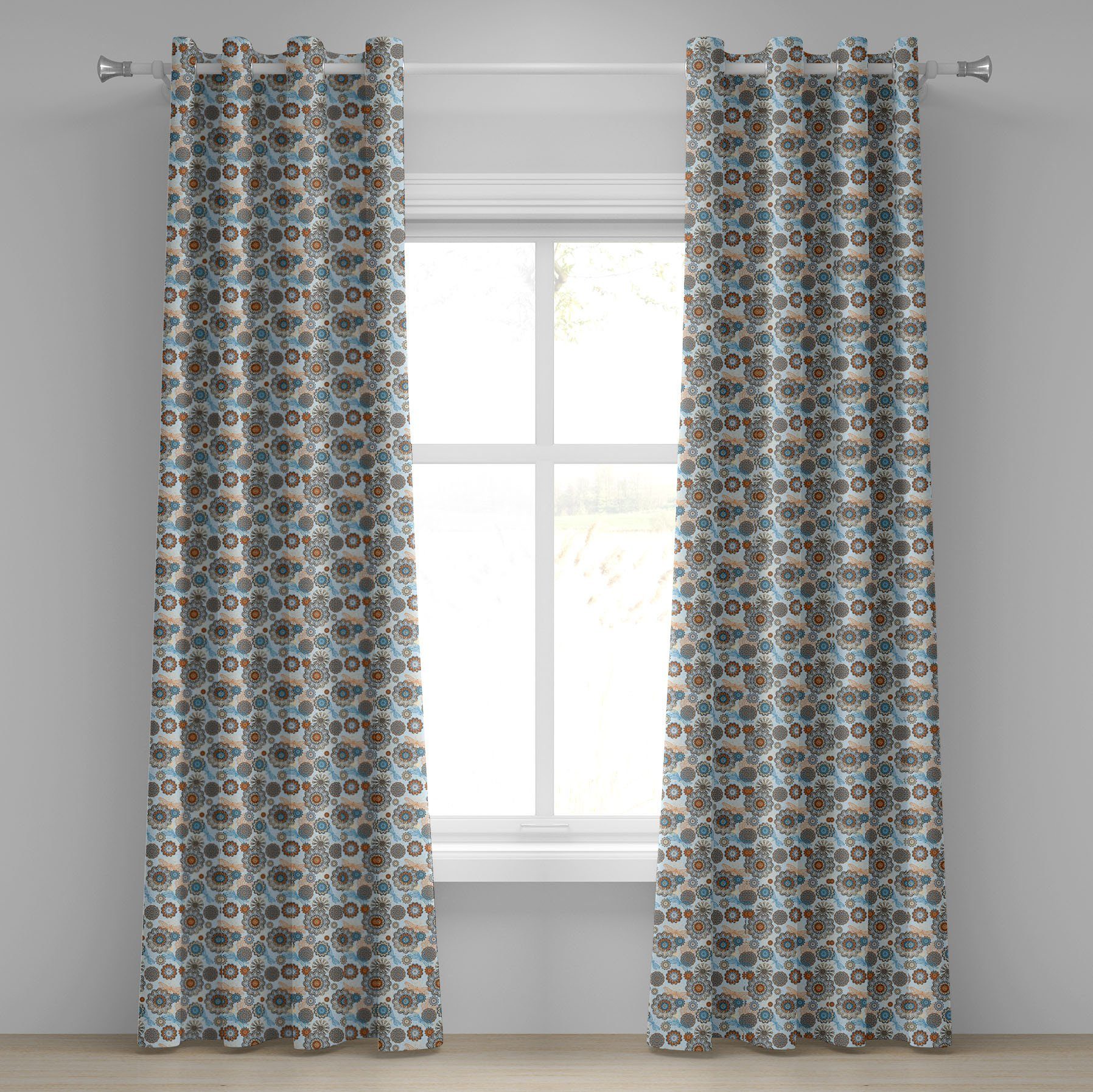 Gardine Dekorative 2-Panel-Fenstervorhänge für Schlafzimmer Wohnzimmer, Abakuhaus, Gekritzel abstrakte Zeichnung