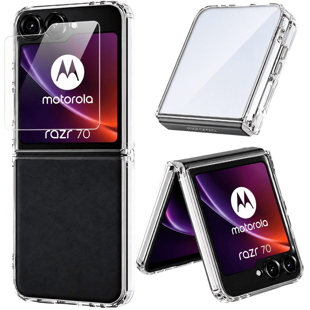 SmartUP Smartphone-Hülle + Schutzglas für Motorola Razr 70 Panzerfolie Display Full Case 9H 6,78 Zoll, kompletter Rundumschutz