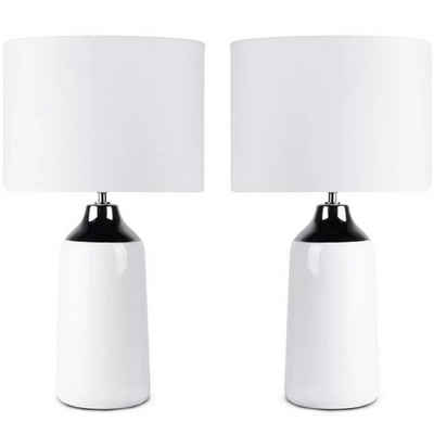 Konsimo Tischleuchte VENO Tischleuchten 2 Stück, ohne Leuchtmittel, E14, im modernistischen Stil, Keramik-Lampenschirm