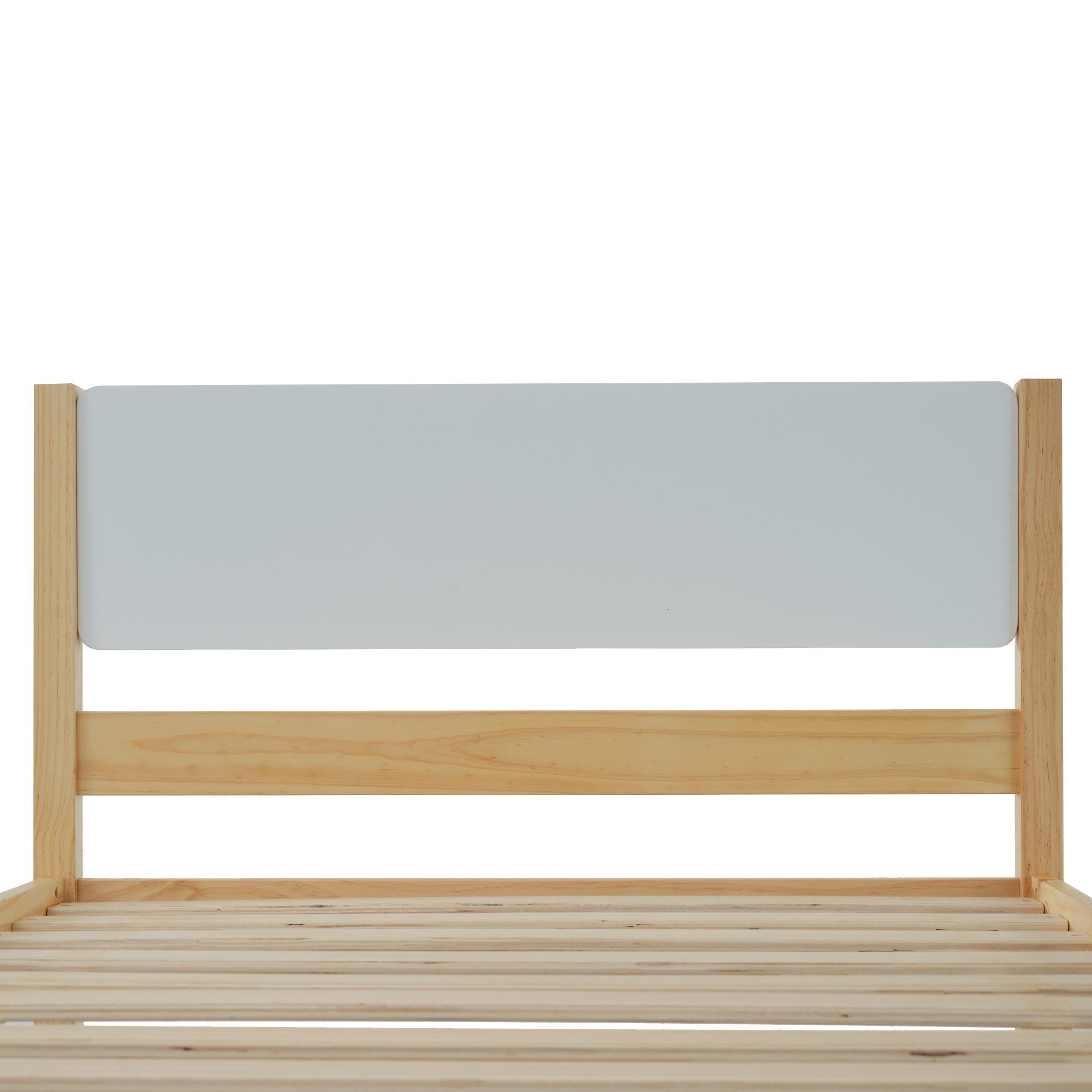Flieks Massivholzbett, Einzelbett Kiefernholzbett mit Kopfteil und Lattenrost 90x200cm